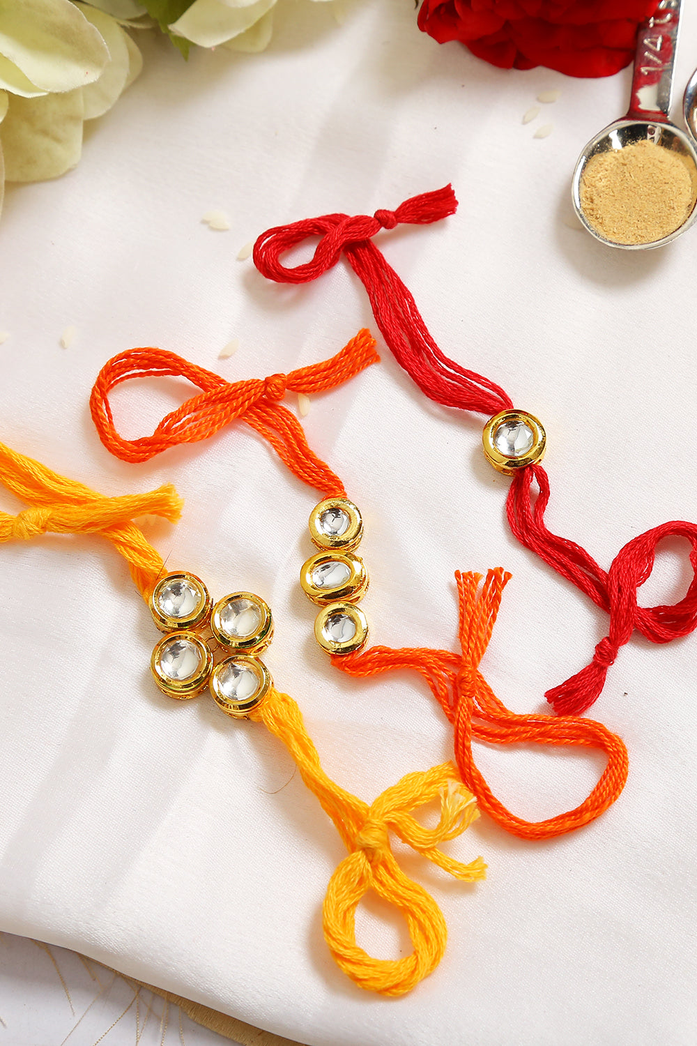Kundan Handmade Rakhi- Set Of 3