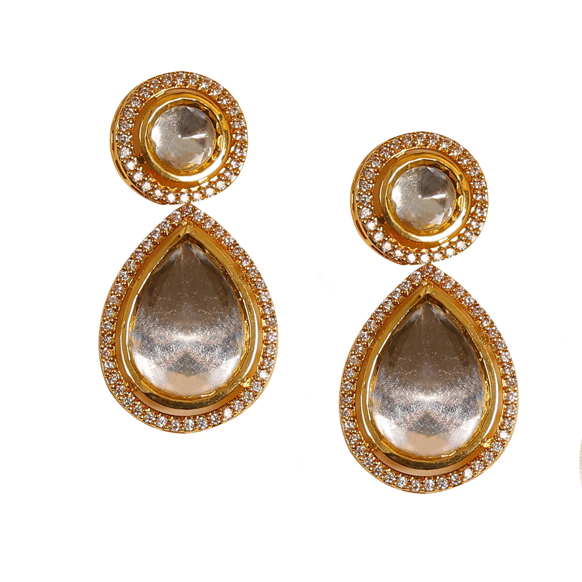 Women's Uncut Kundan Polki Drop Earrings - Femizen