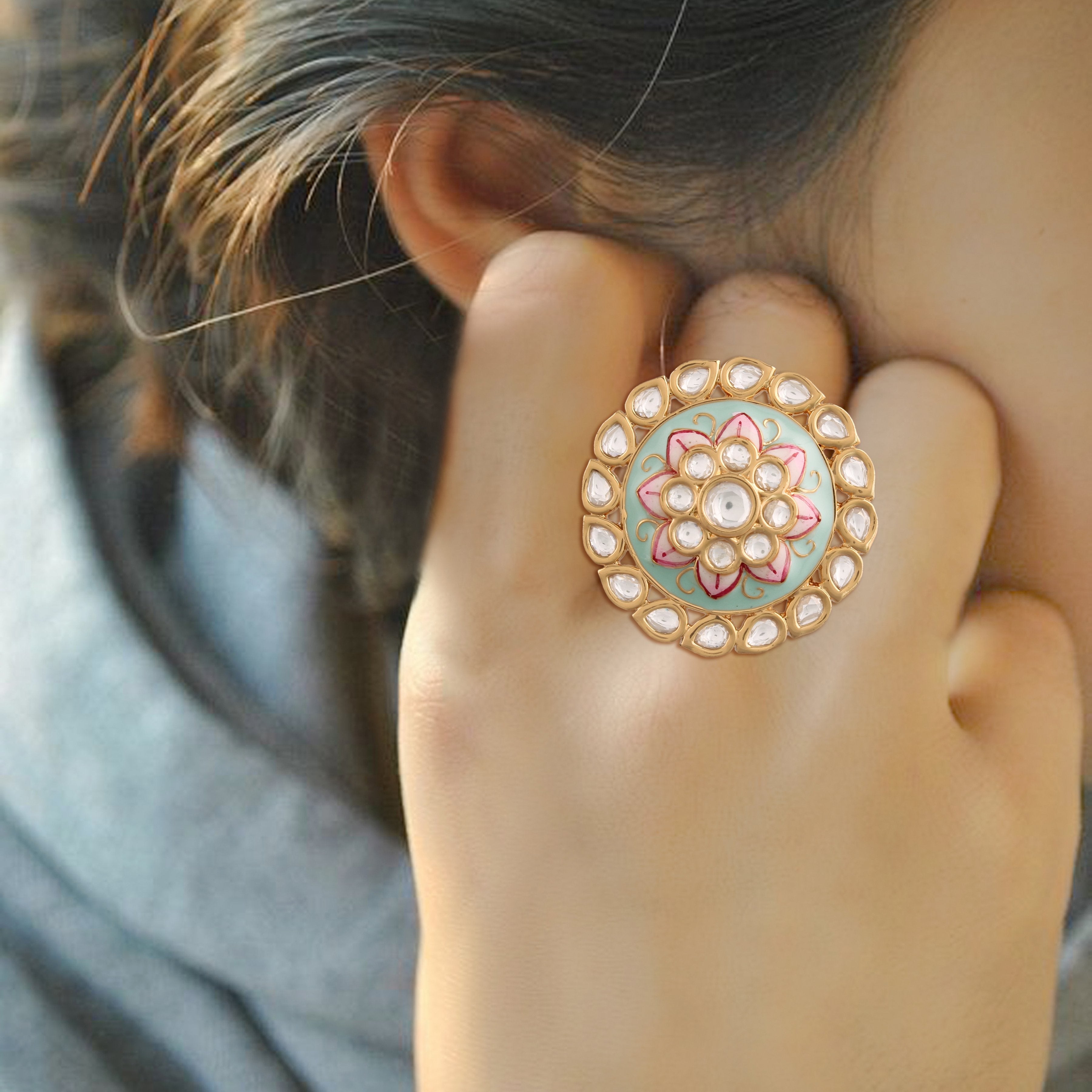 Women's Tradtional Meenakari finger ring