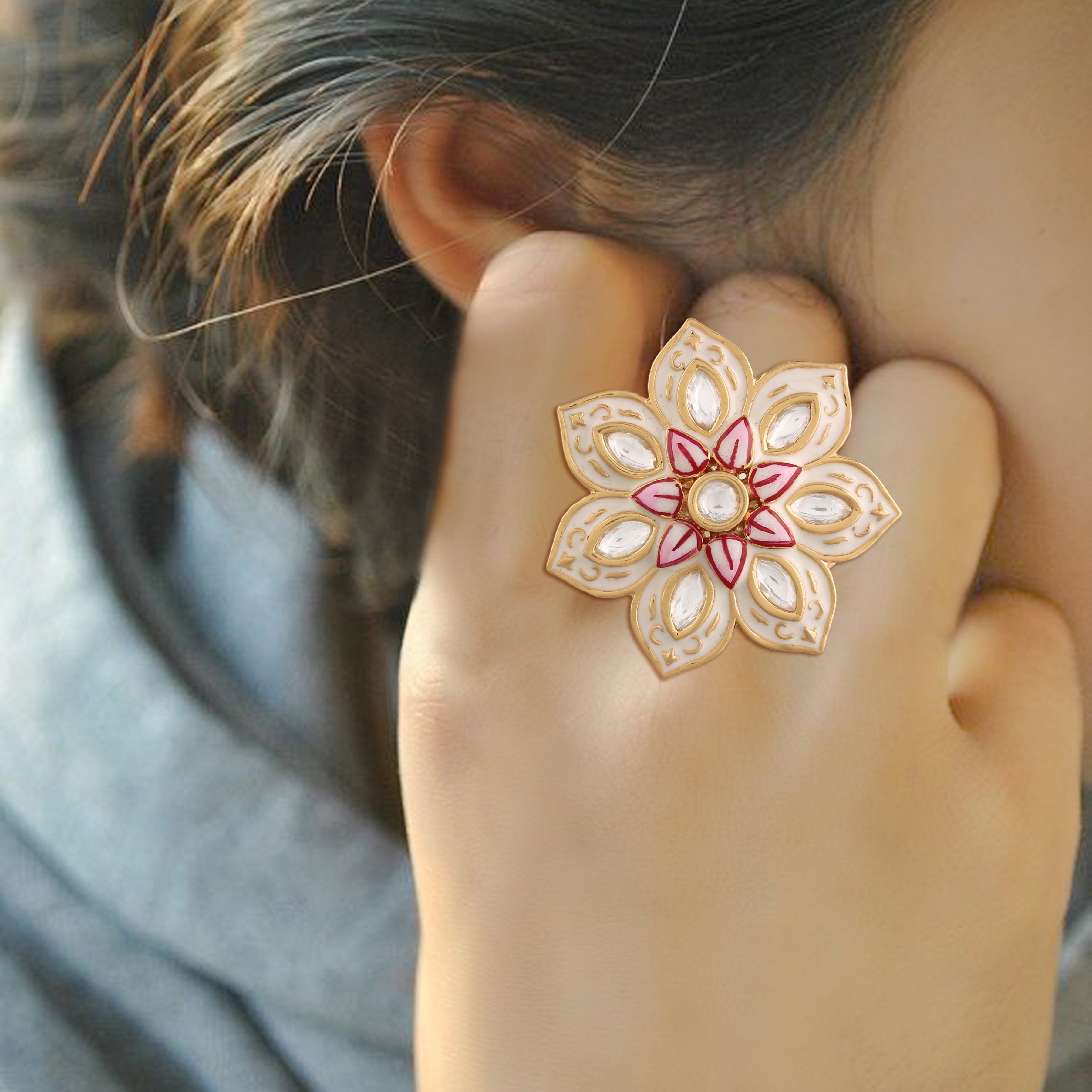 Women's Tradtional Meenakari finger ring