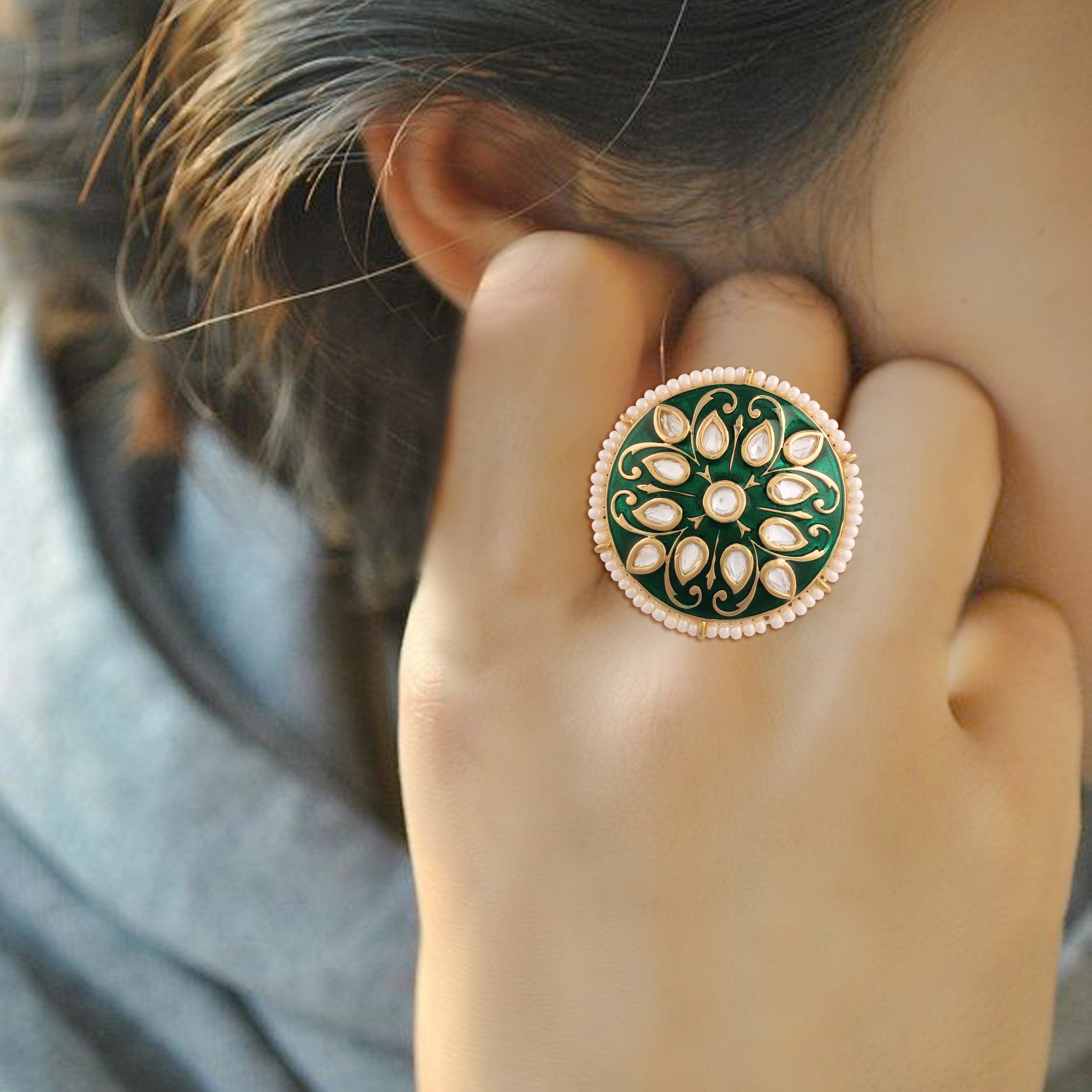 Women's Tradtional Meenakari finger ring