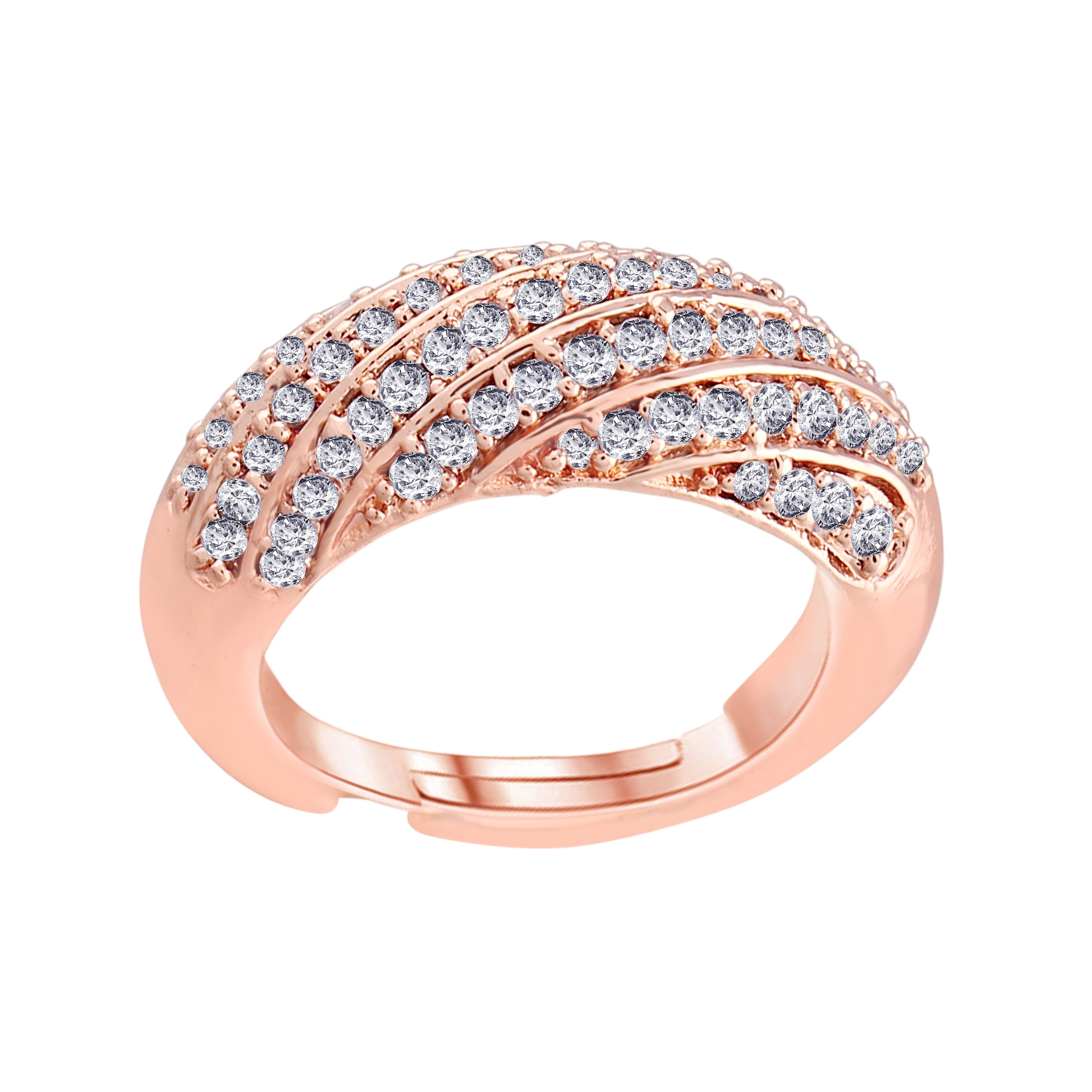 Women's Rose GoldÂ Crystal AD Sparkling Adjustable Finger Ring