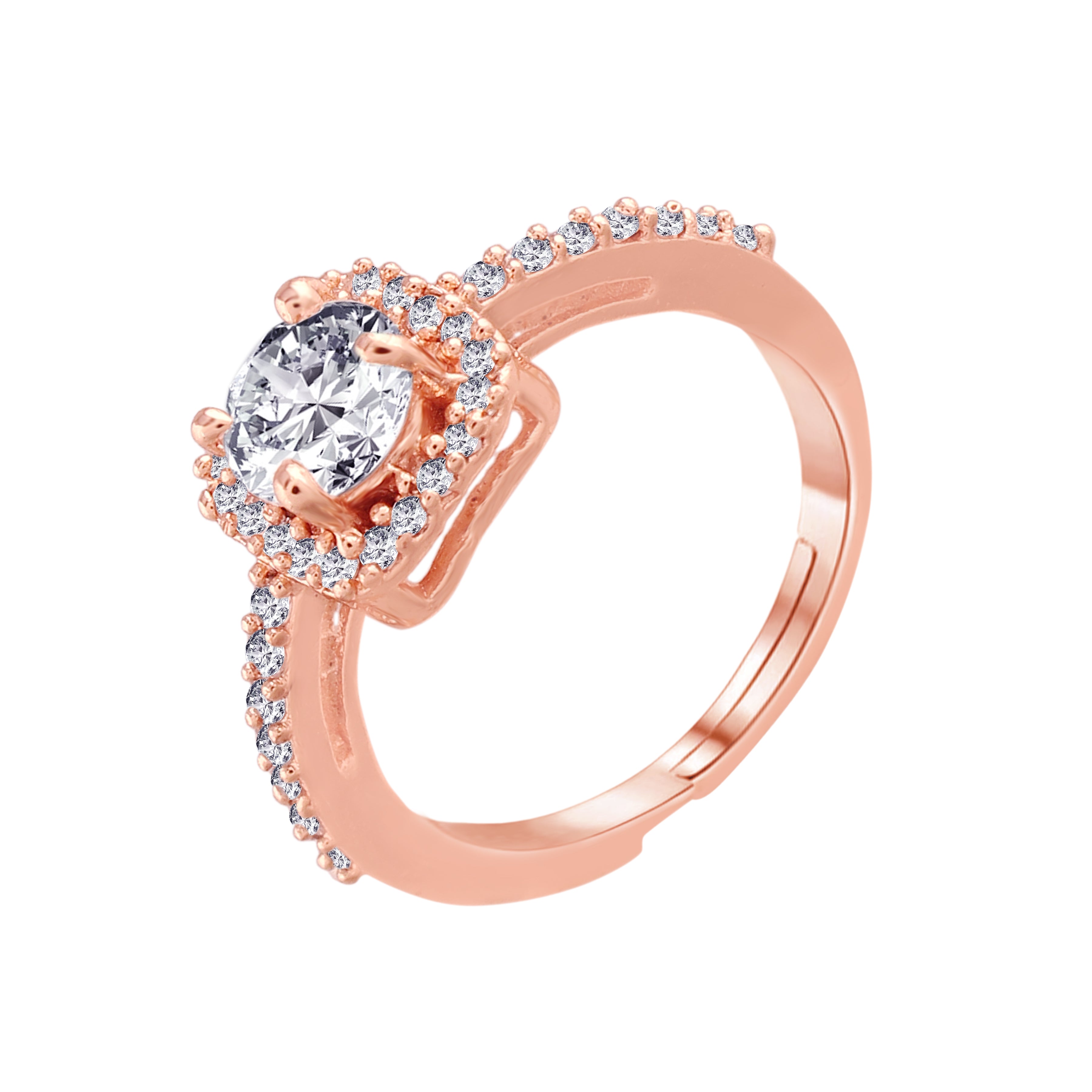Women's Rose GoldÂ Crystal AD Sparkling Adjustable Finger Ring