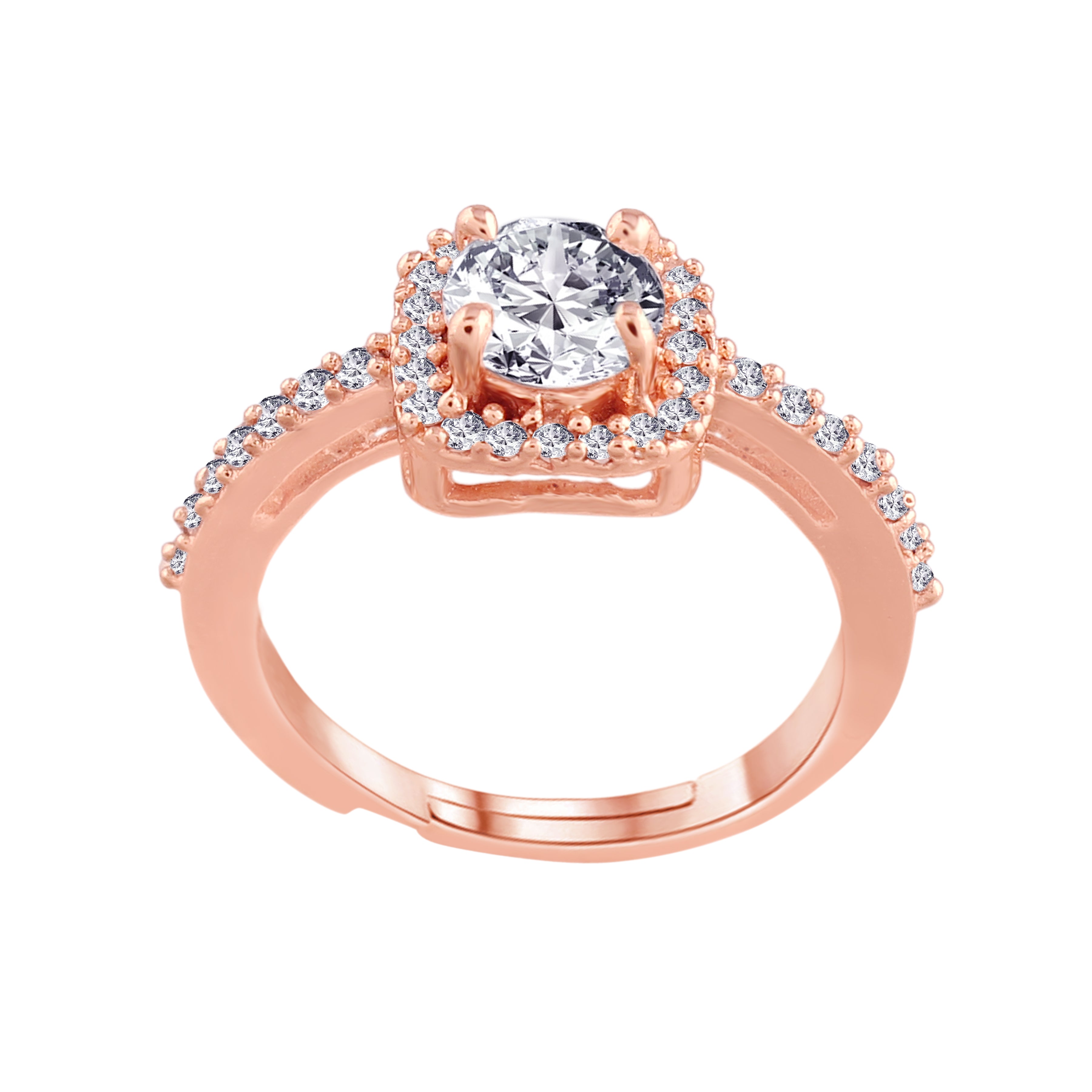 Women's Rose GoldÂ Crystal AD Sparkling Adjustable Finger Ring