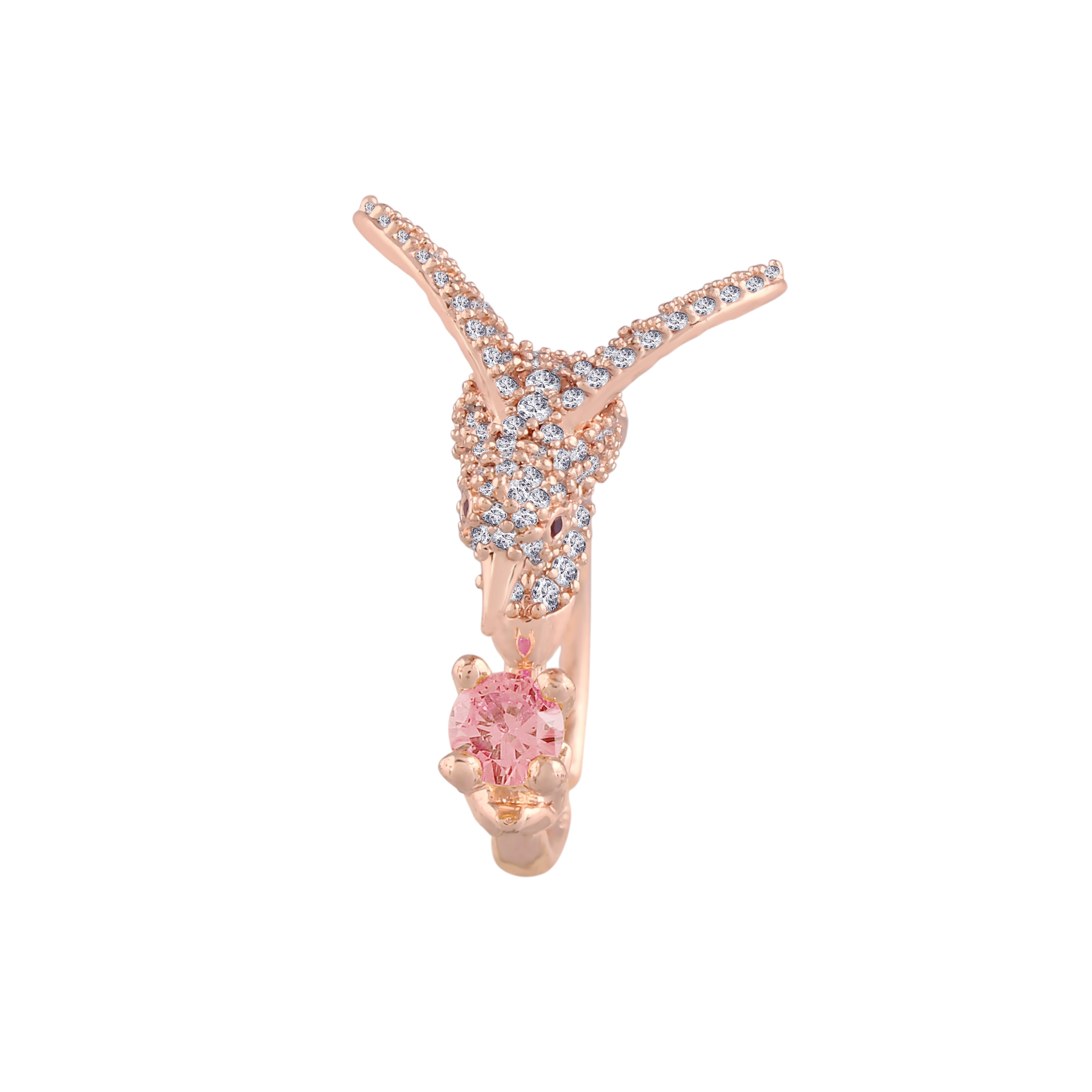 Women's Rose GoldÂ Crystal AD Sparkling  Birds Finger Ring