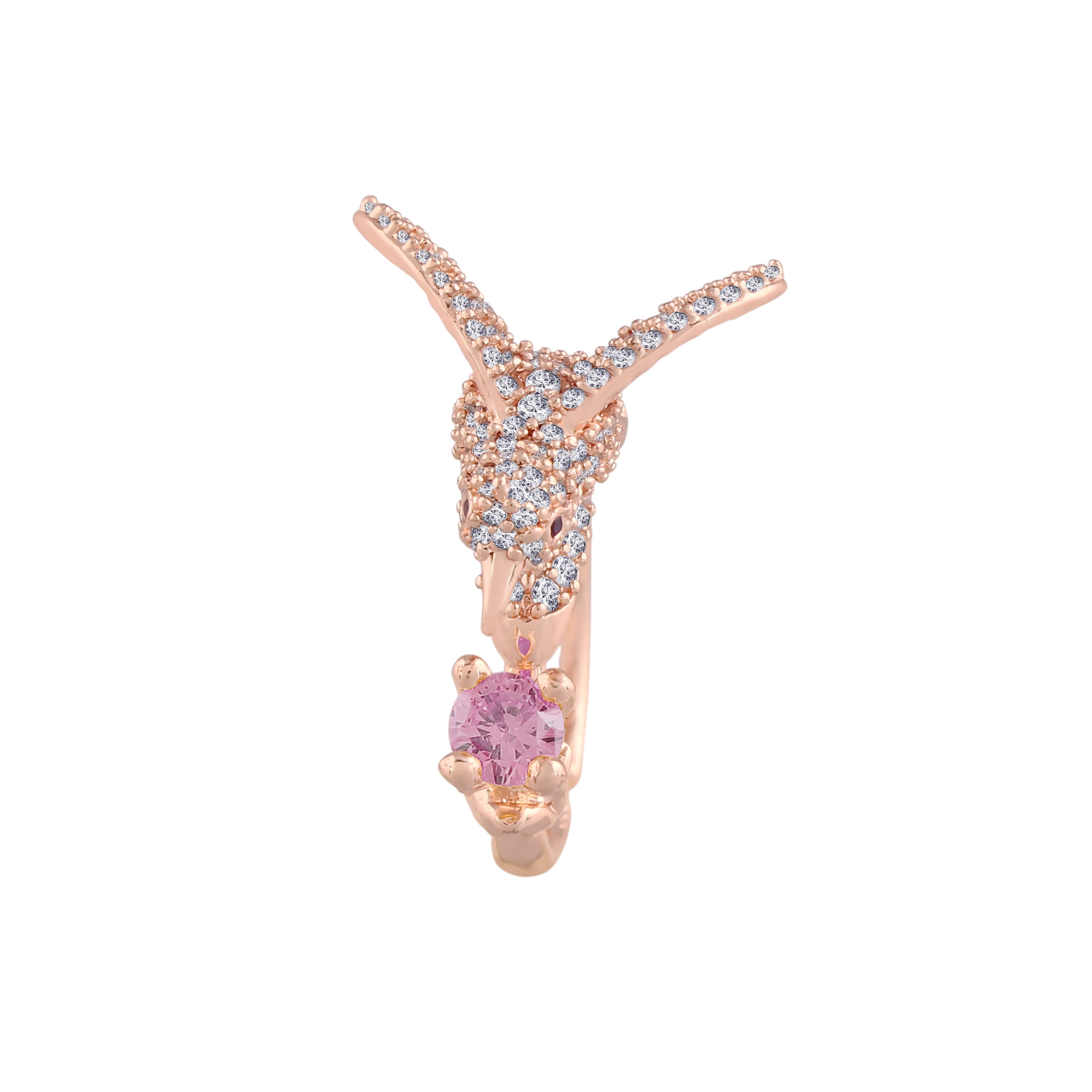 Women's Rose GoldÂ Crystal AD Sparkling  Birds Finger Ring