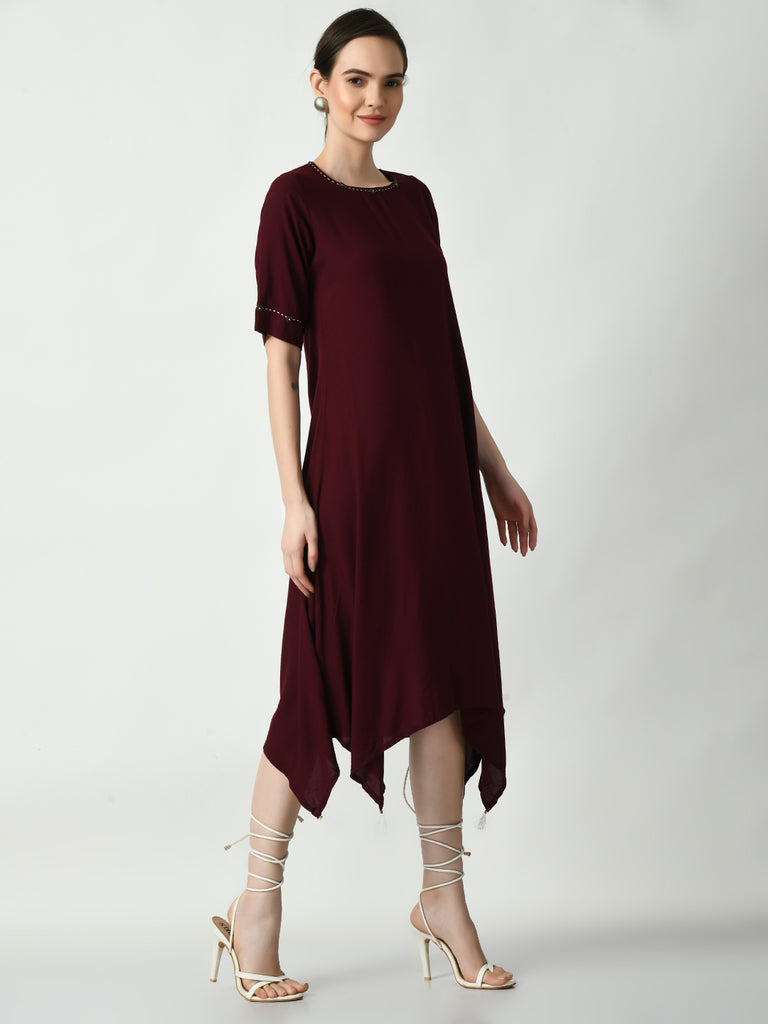 Women's Coffee Brown A-Line Solid Kurta