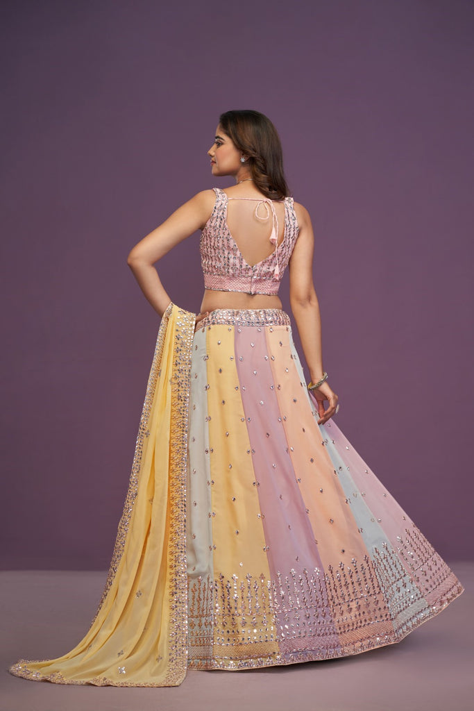 Women's Multi Color Georgette Embroidered Lehenga Set
