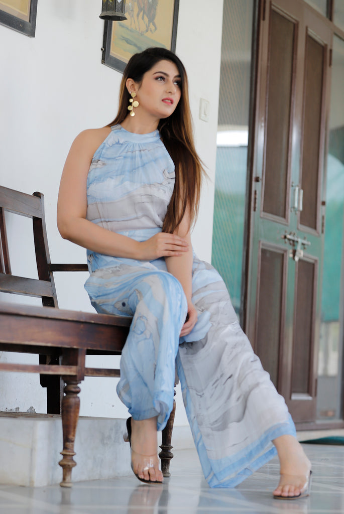 Women's Chiffon Marble Dye In Jumpsuit