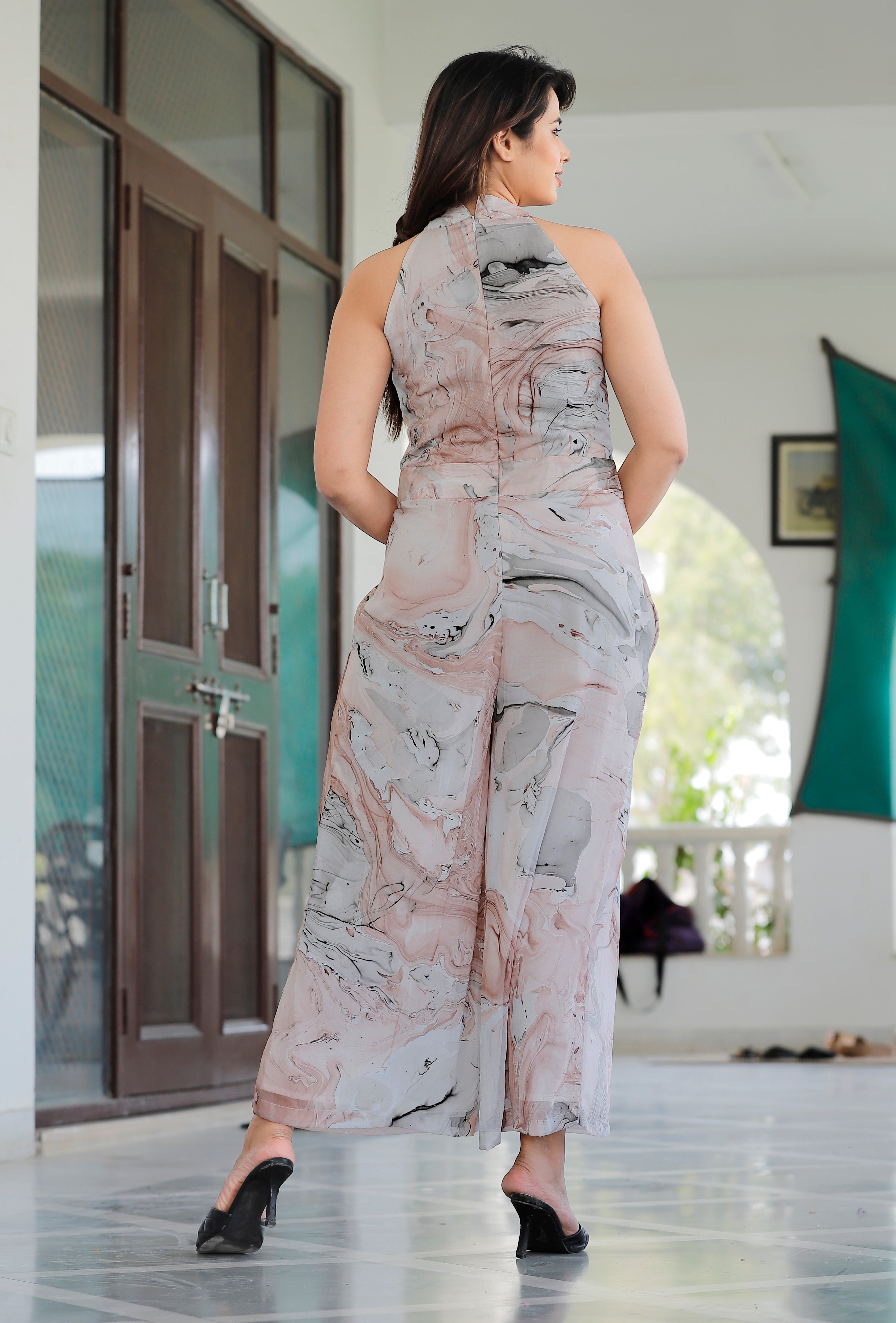 Women's Chiffon Marble Dye In Jumpsuit - Geeta Fashion