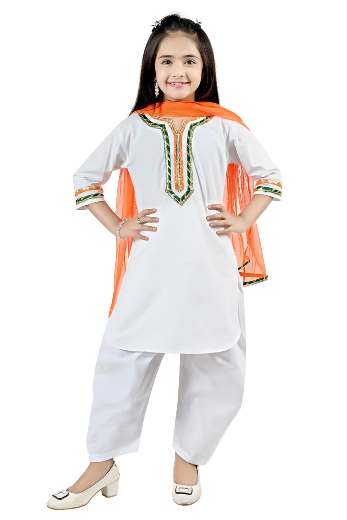 Girl's Multi Color Cotton Blend Solid Salwar Suit Set