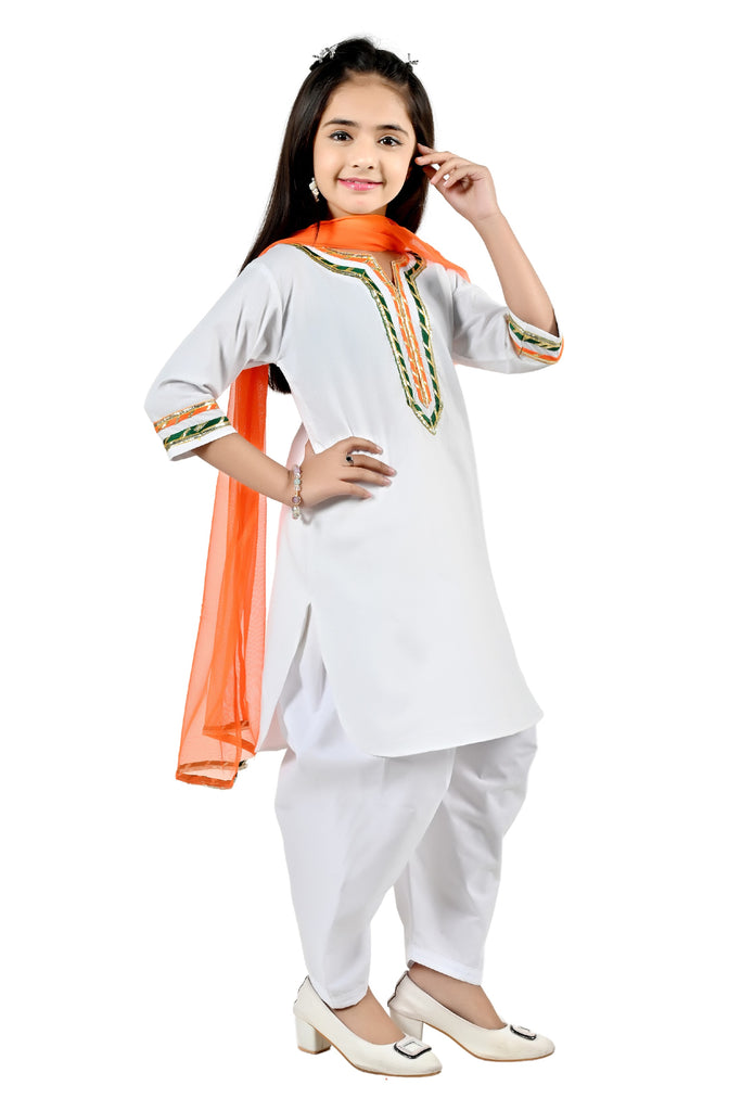 Girl's Multi Color Cotton Blend Solid Salwar Suit Set