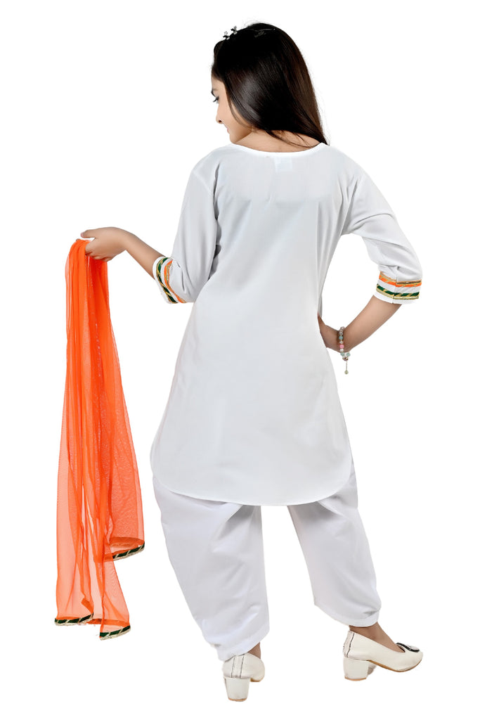 Girl's Multi Color Cotton Blend Solid Salwar Suit Set