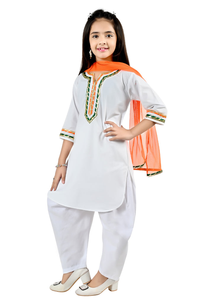 Girl's Multi Color Cotton Blend Solid Salwar Suit Set