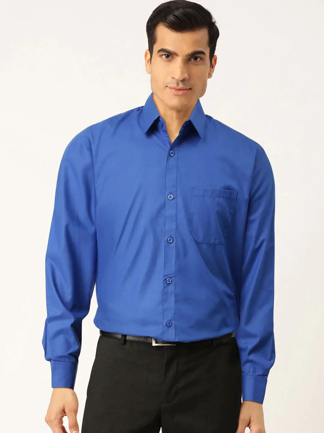 Men's Cotton Solid Royal Blue Formal Shirt's - Taantav