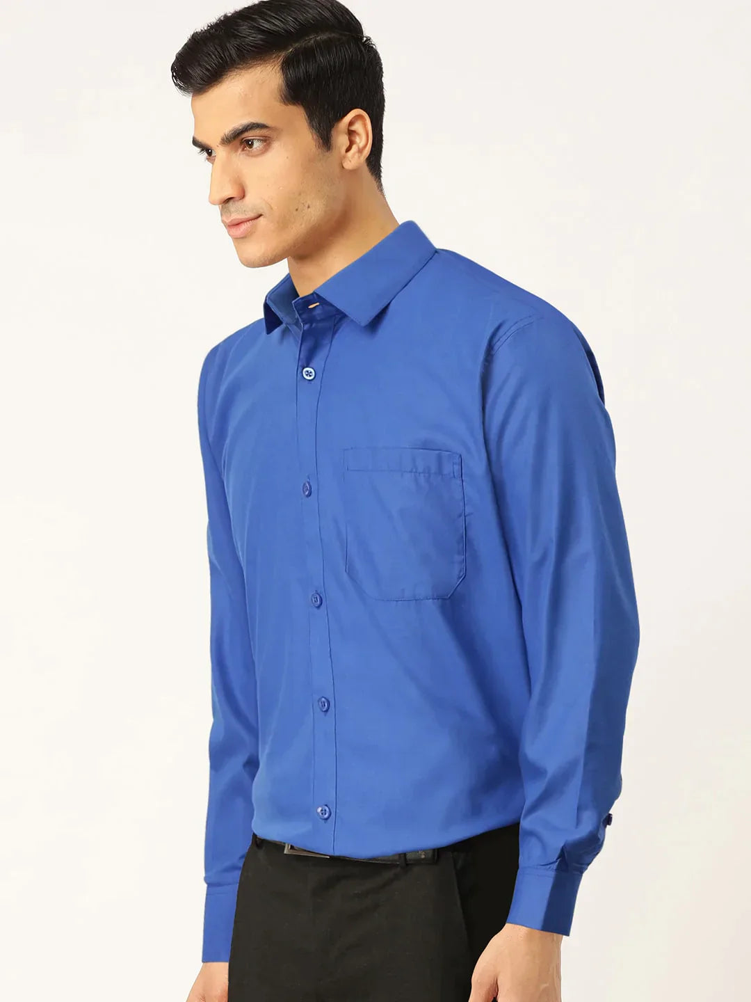 Men's Cotton Solid Royal Blue Formal Shirt's - Taantav