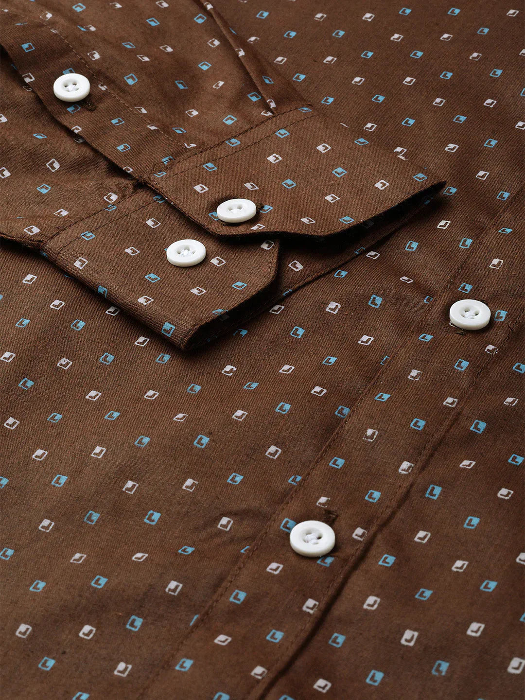 Men's Brown Cotton Printed Formal Shirts - Taantav