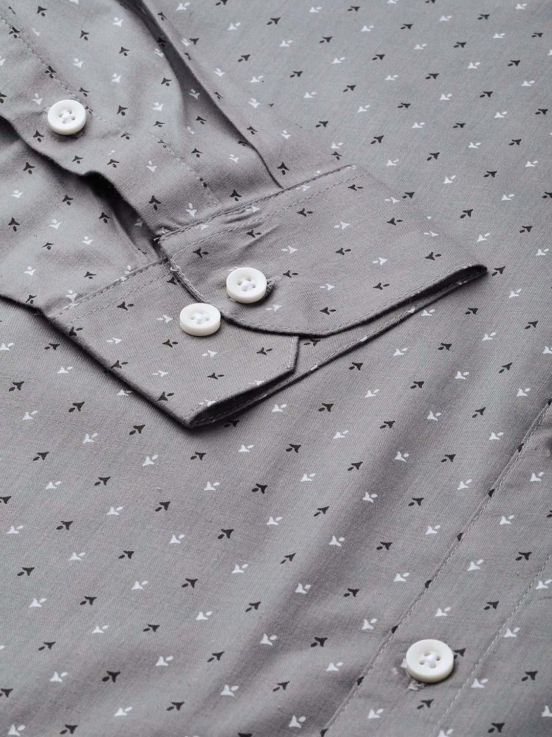 Men's Grey Cotton Printed Formal Shirts - Taantav