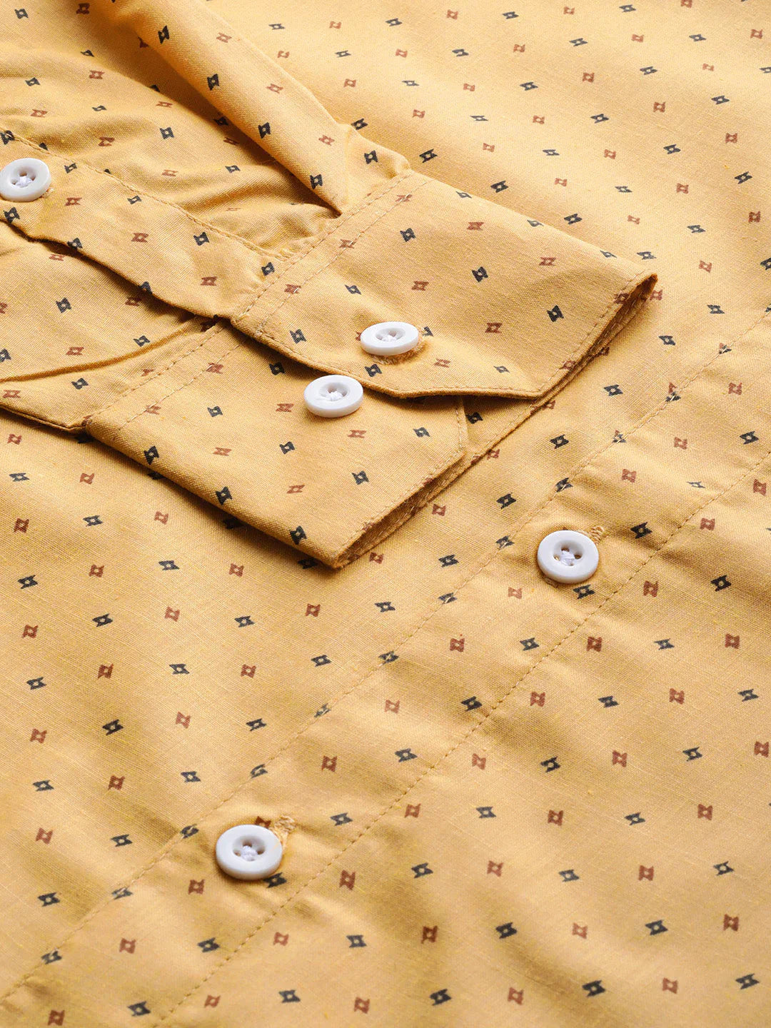 Men's Yellow Cotton Printed Formal Shirts - Taantav