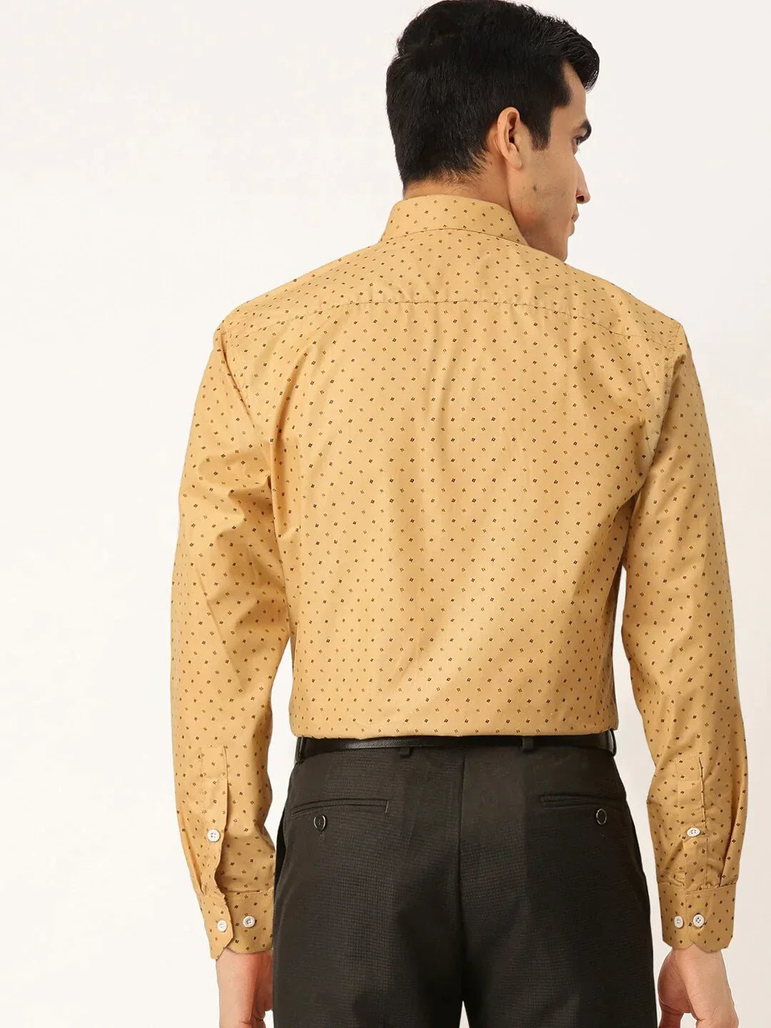 Men's Yellow Cotton Printed Formal Shirts - Taantav