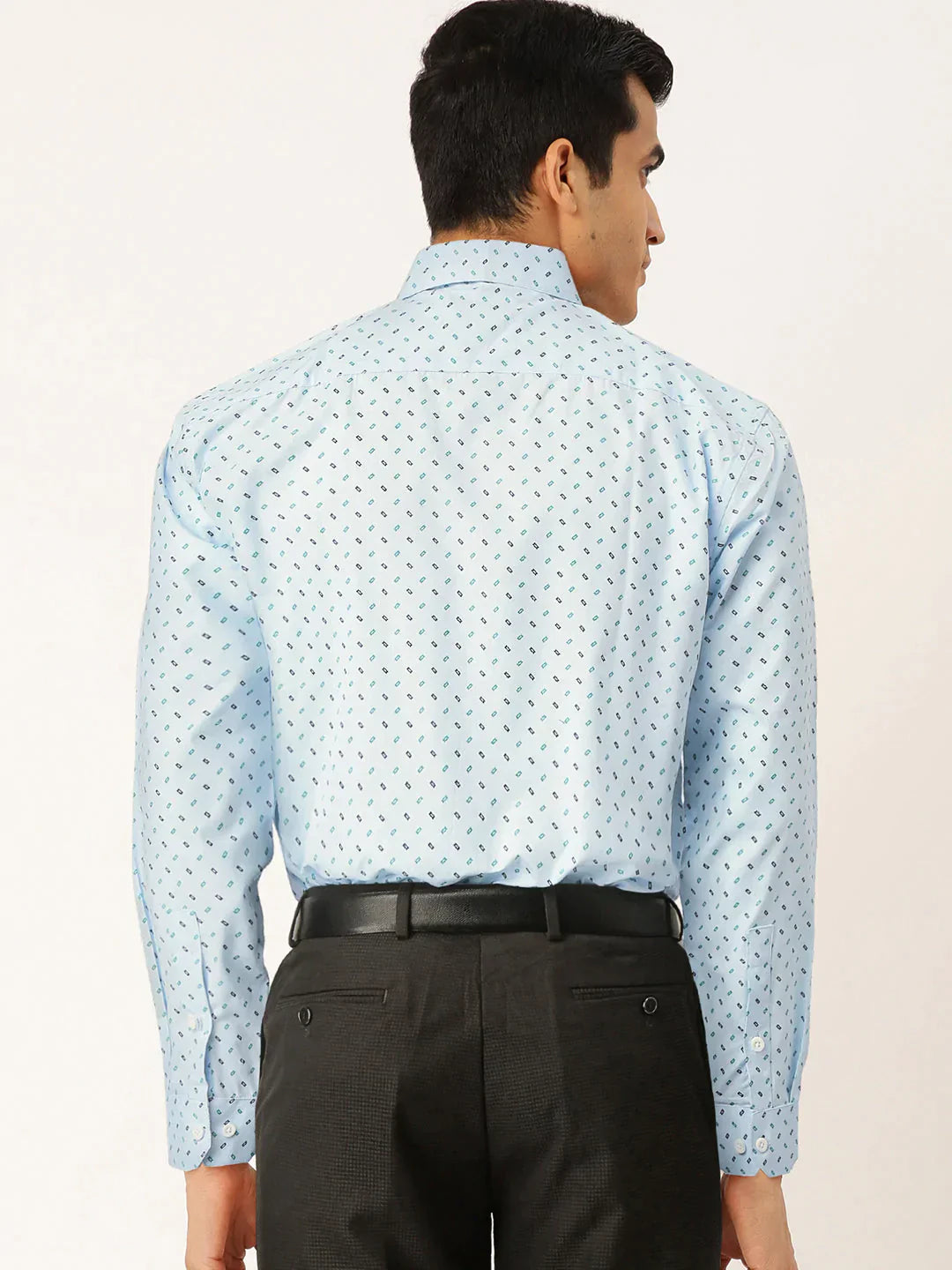 Men's Blue Cotton Printed Formal Shirts - Taantav