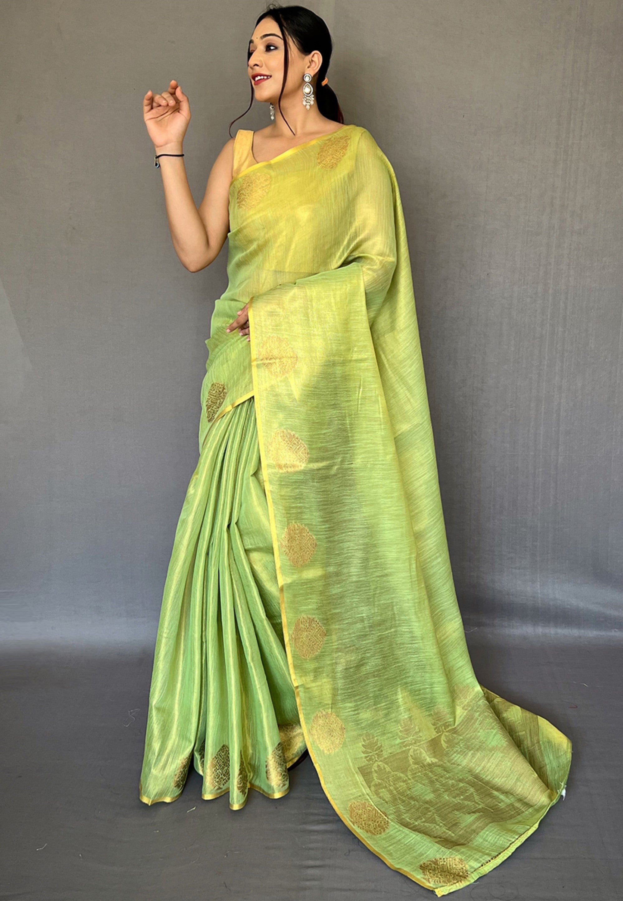 Women's Green Gulabo Banarasi Tissue Silk Zari Saree - Tasarika