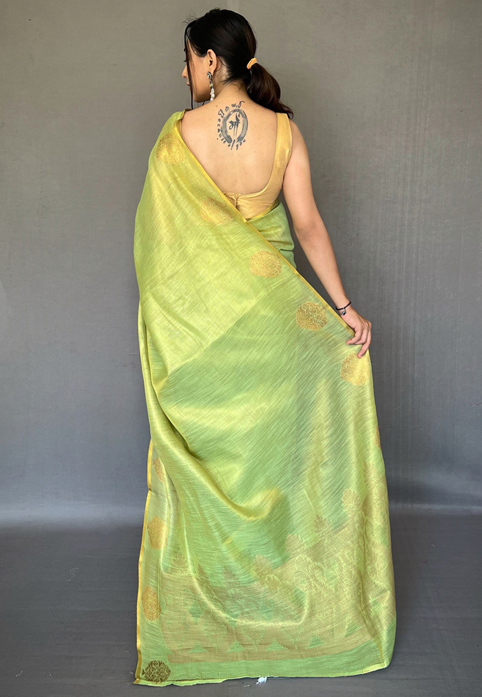 Women's Green Gulabo Banarasi Tissue Silk Zari Saree - Tasarika