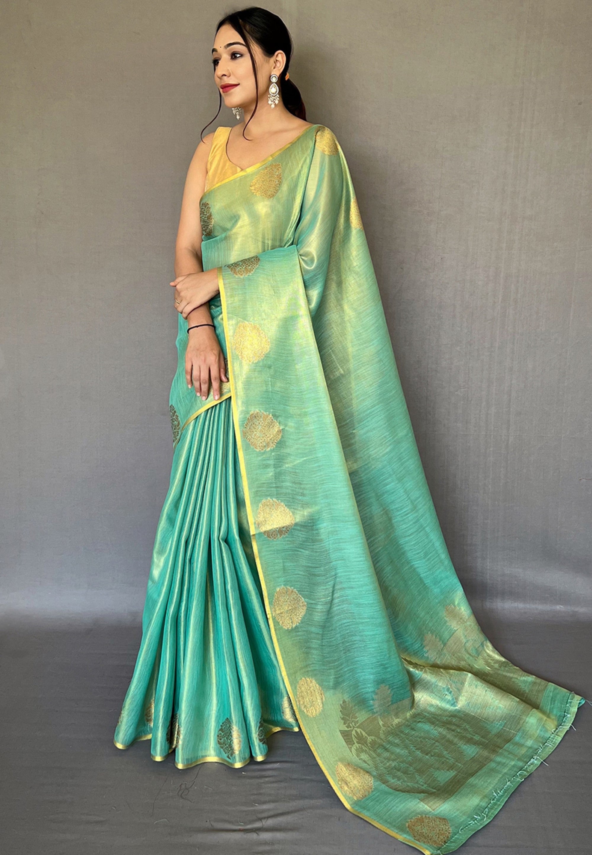 Women's Sea Green Gulabo Banarasi Tissue Silk Zari Saree - Tasarika