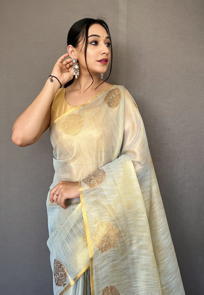 Women's Sky Blue Gulabo Banarasi Tissue Silk Zari Saree