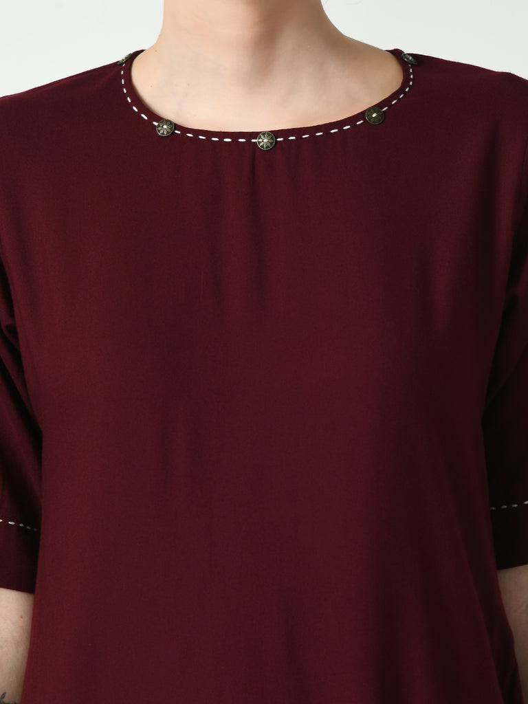 Women's Coffee Brown A-Line Solid Kurta