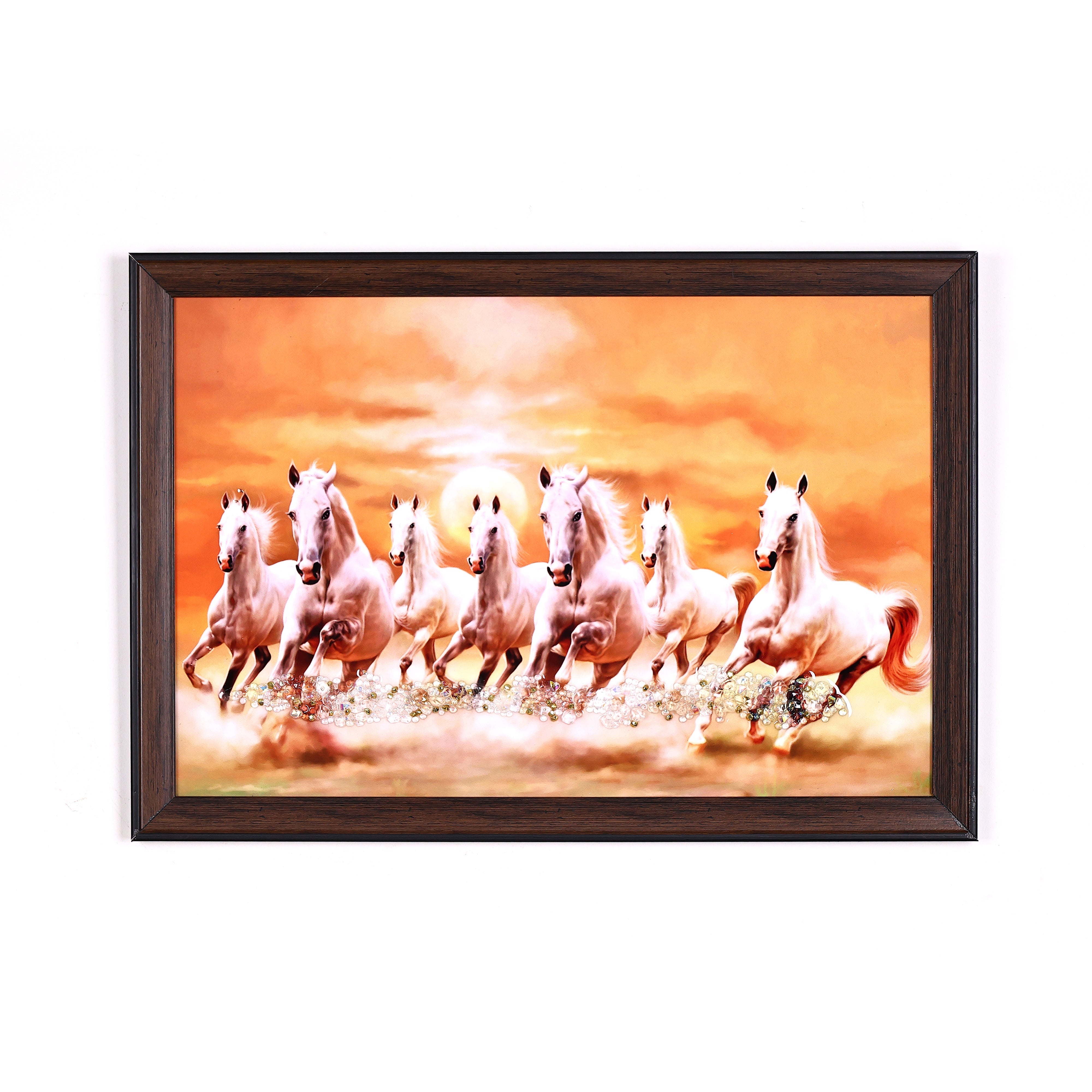 Galloping White Horses Crystal Embellished Resin Wall Hanging