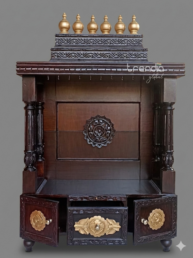 Handcrafted Teak Wood Mandir for Home