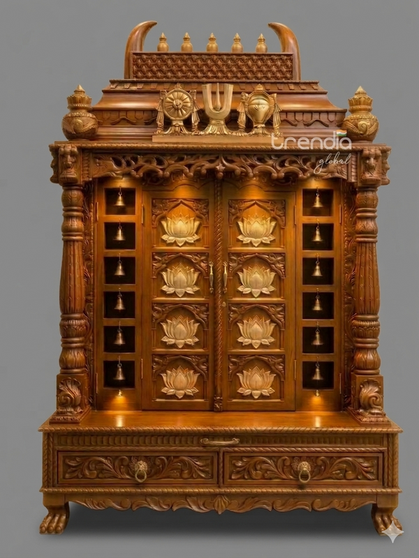 Grand Double Door Solid Teak Wood Temple