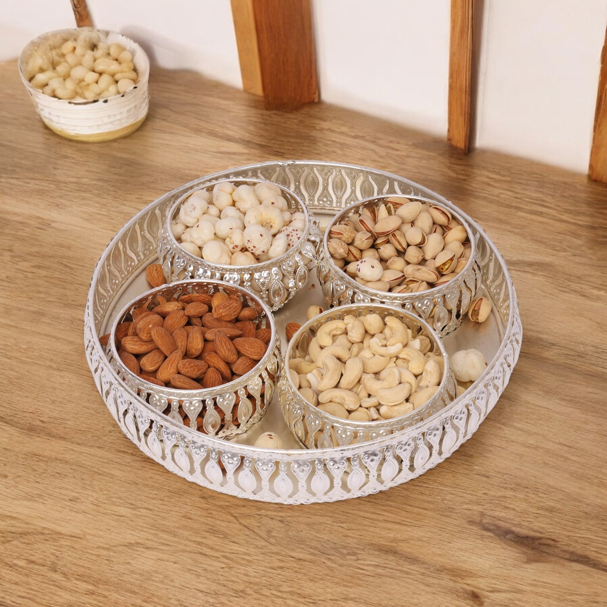 German Silver Dry Fruit Platter and Bowl Set