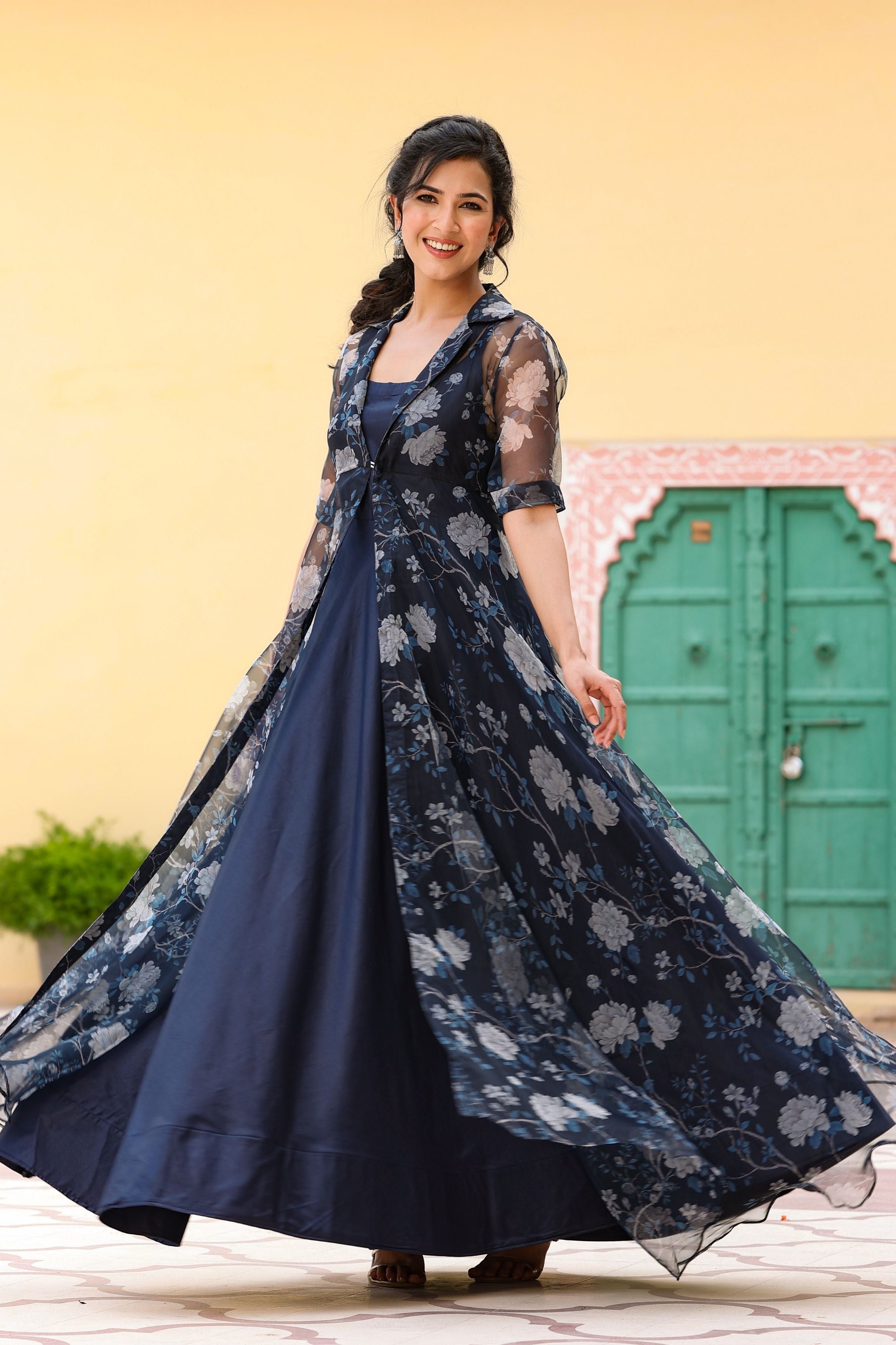 Women's Berry Blue Evening Dress-Gillori USA