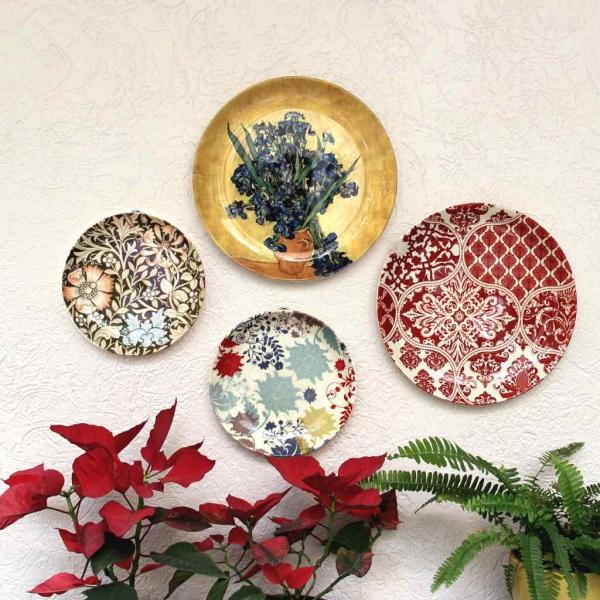 Green floral wall plate - 5006