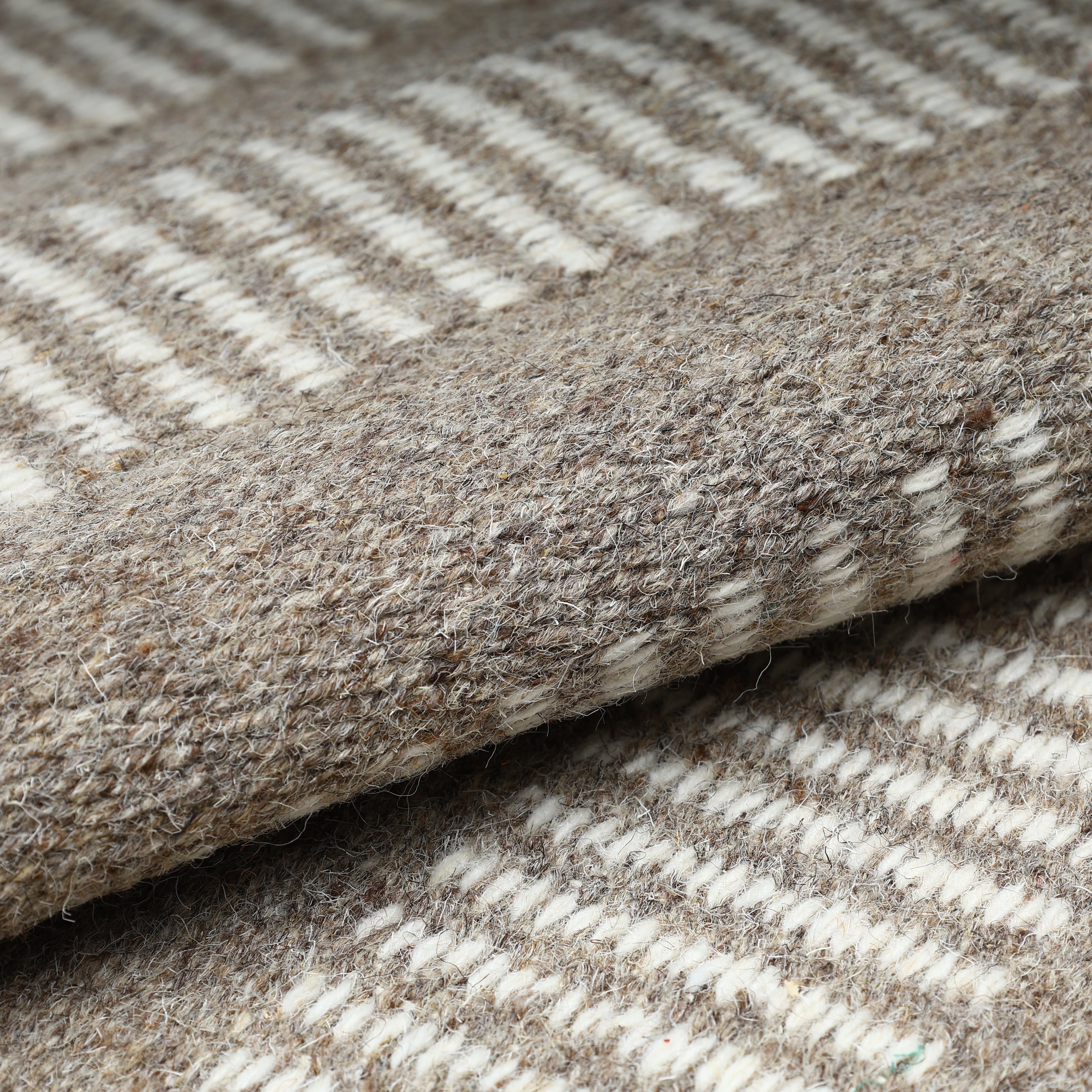 Grey and Beige Handwoven Jawaja Durrie—Stripe Pattern