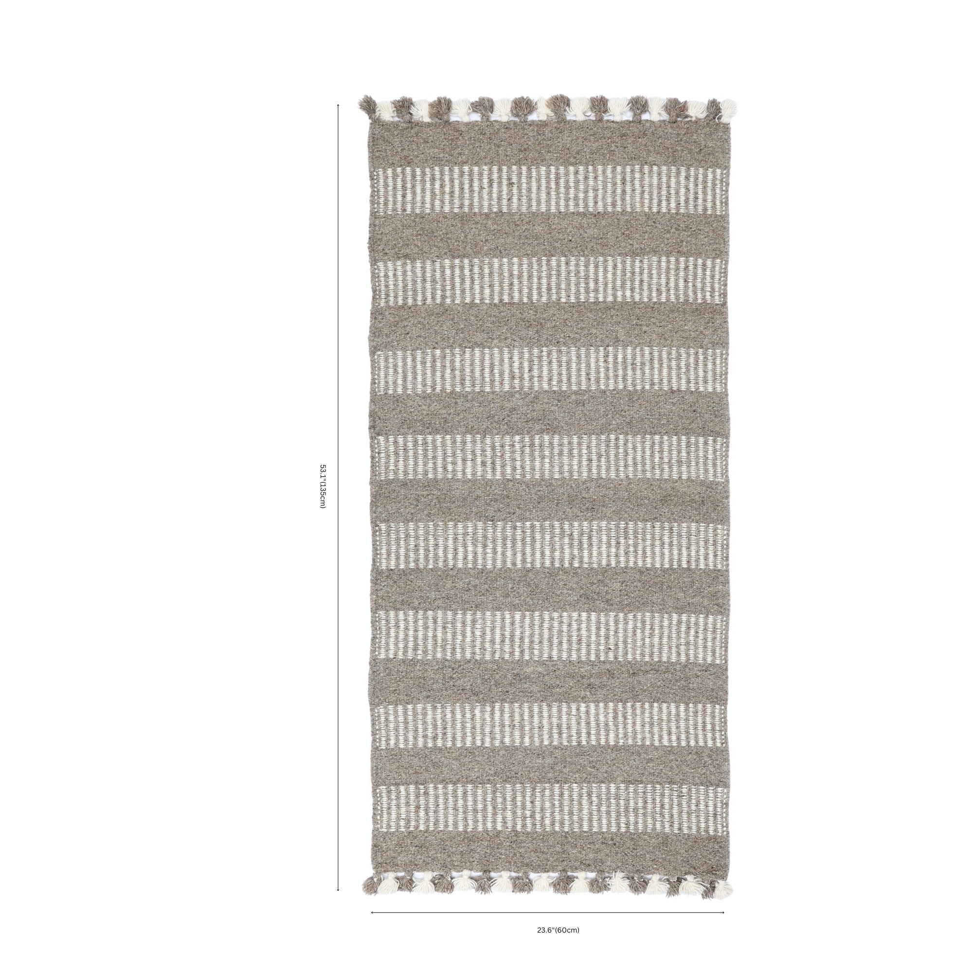 Grey and Beige Handwoven Jawaja Durrie—Stripe Pattern