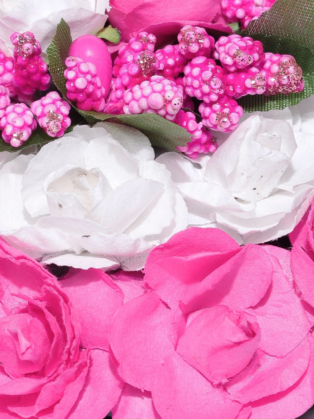 Women's  Artificial Pink And White Rose Flower Handcrafted Bun Maker Hair Accessories