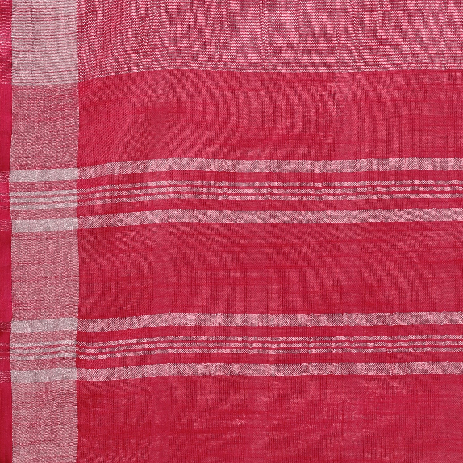 Women's self Woven Solid Textured Dual Shade Daily Wear Cotton Linen Sari With Blouse Piece (Pink)