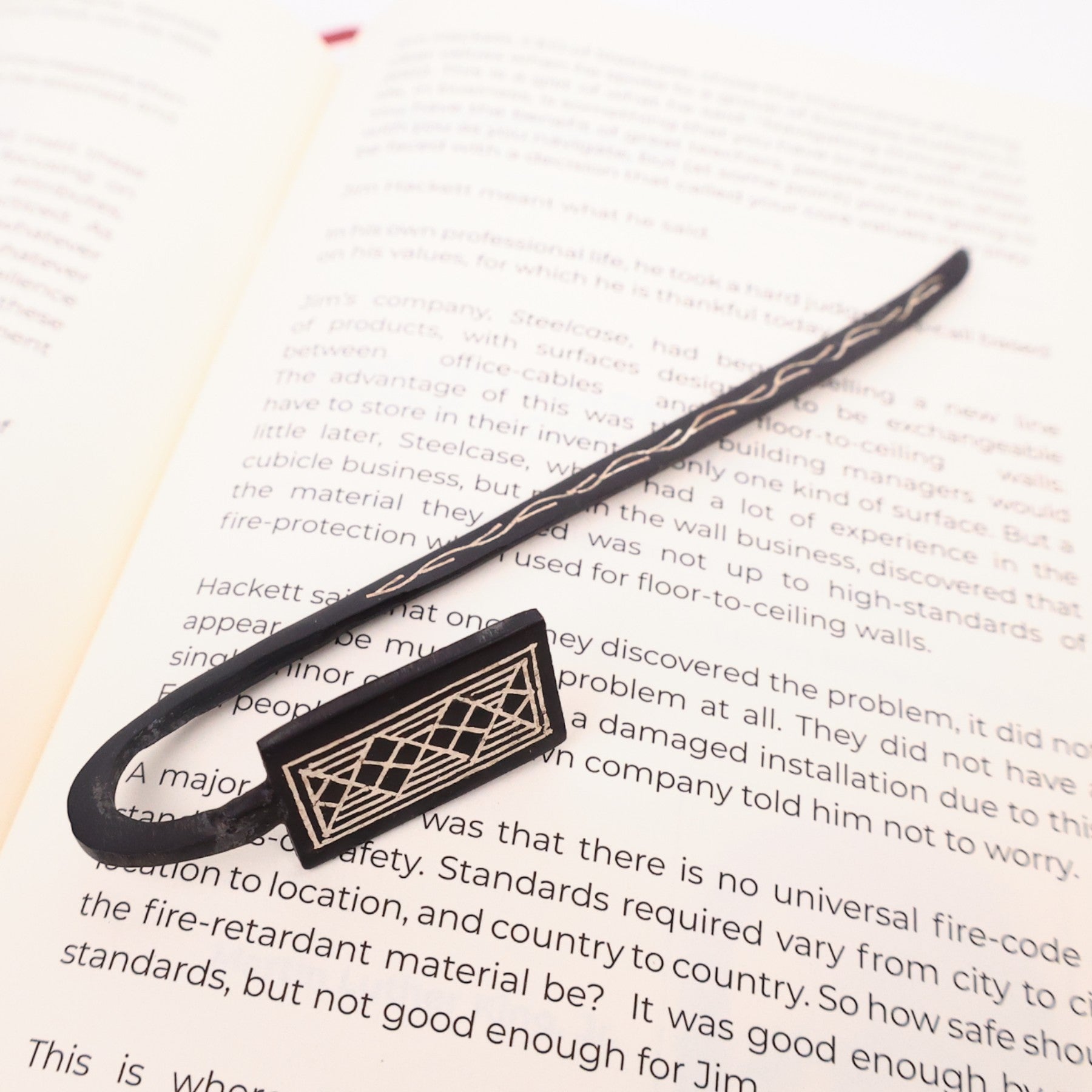 Black Bookmark - Bidri Art - Silver Inlay Work - Natriel