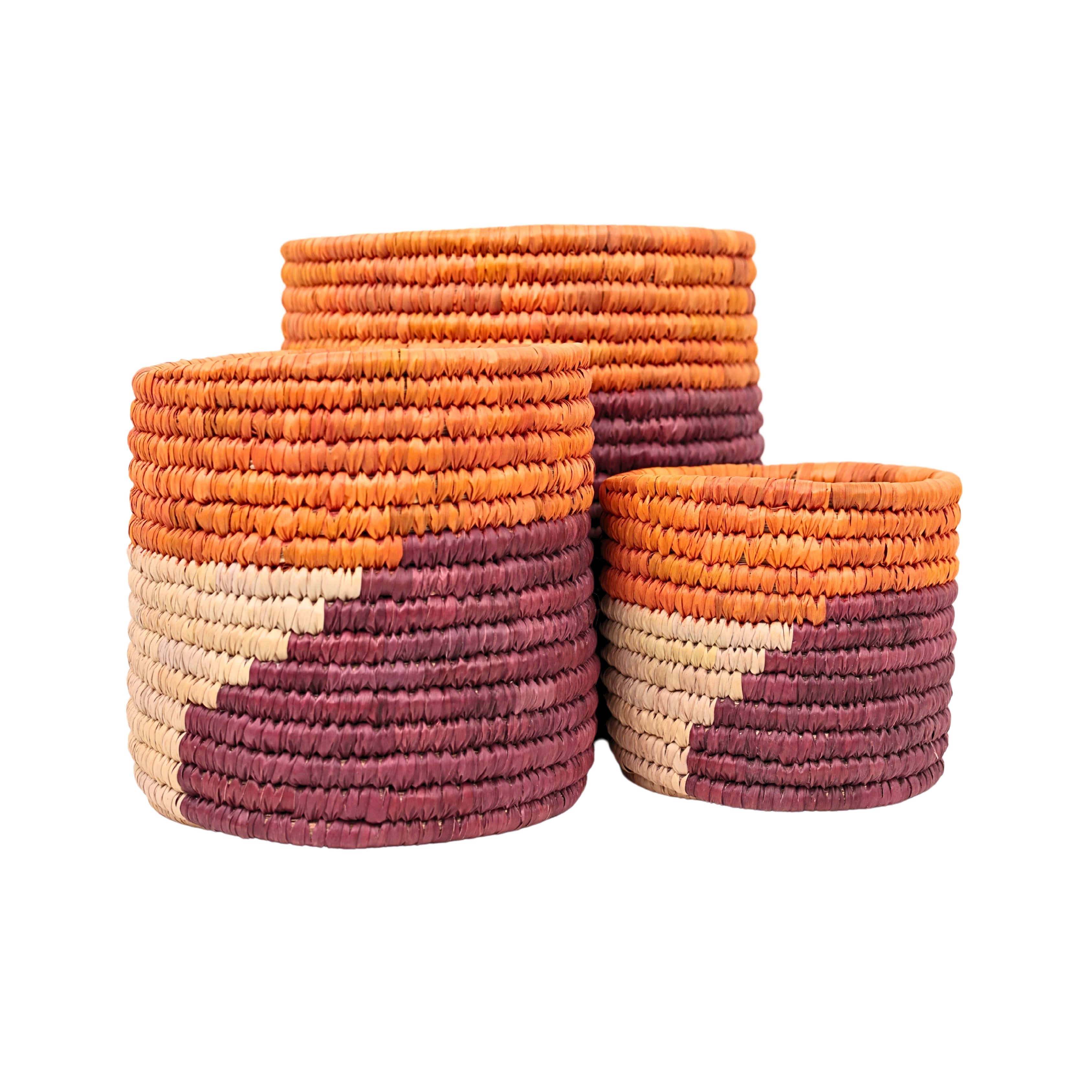 Eco-friendly Handwoven Sabai Grass Planters – Set of 3 - Natriel