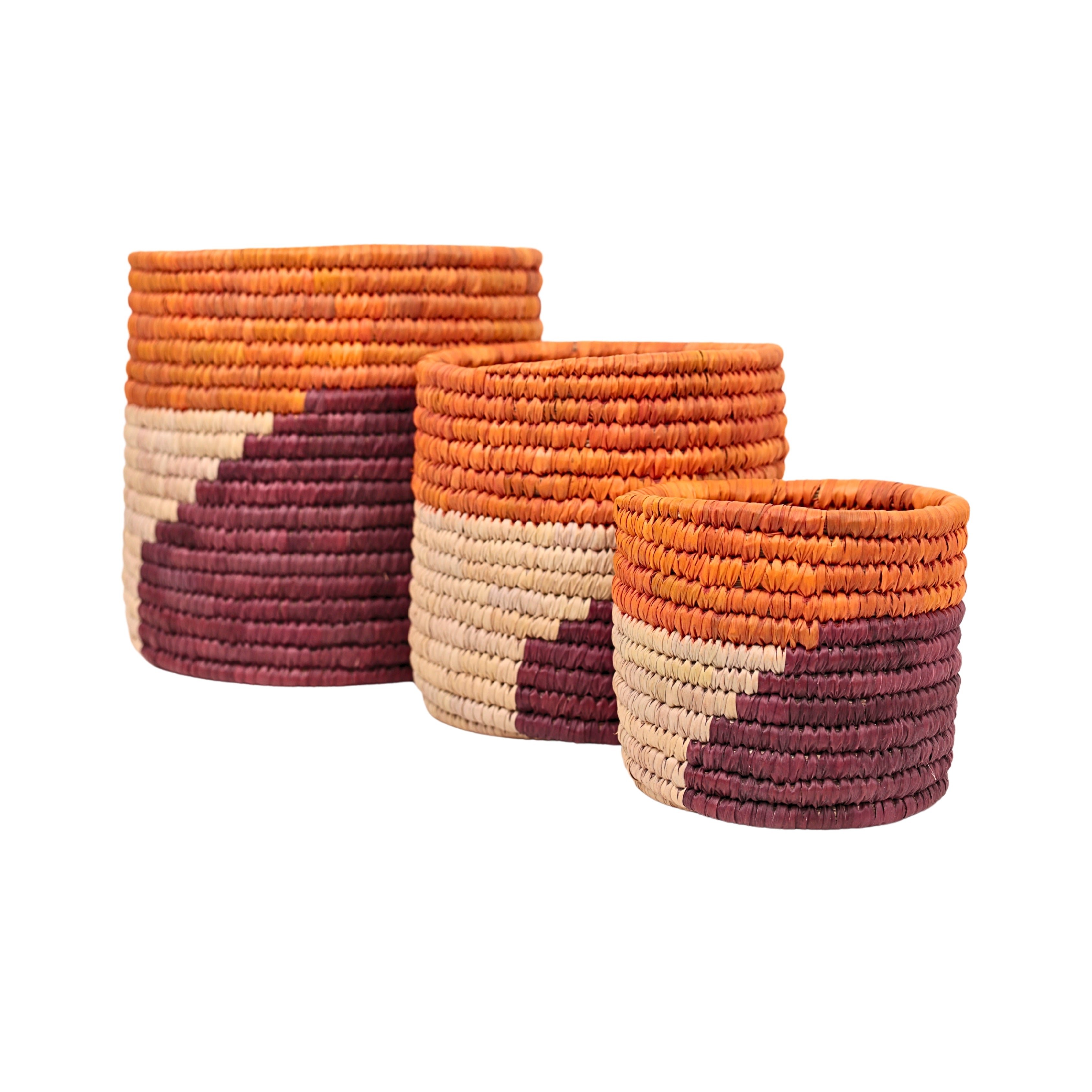 Eco-friendly Handwoven Sabai Grass Planters – Set of 3 - Natriel