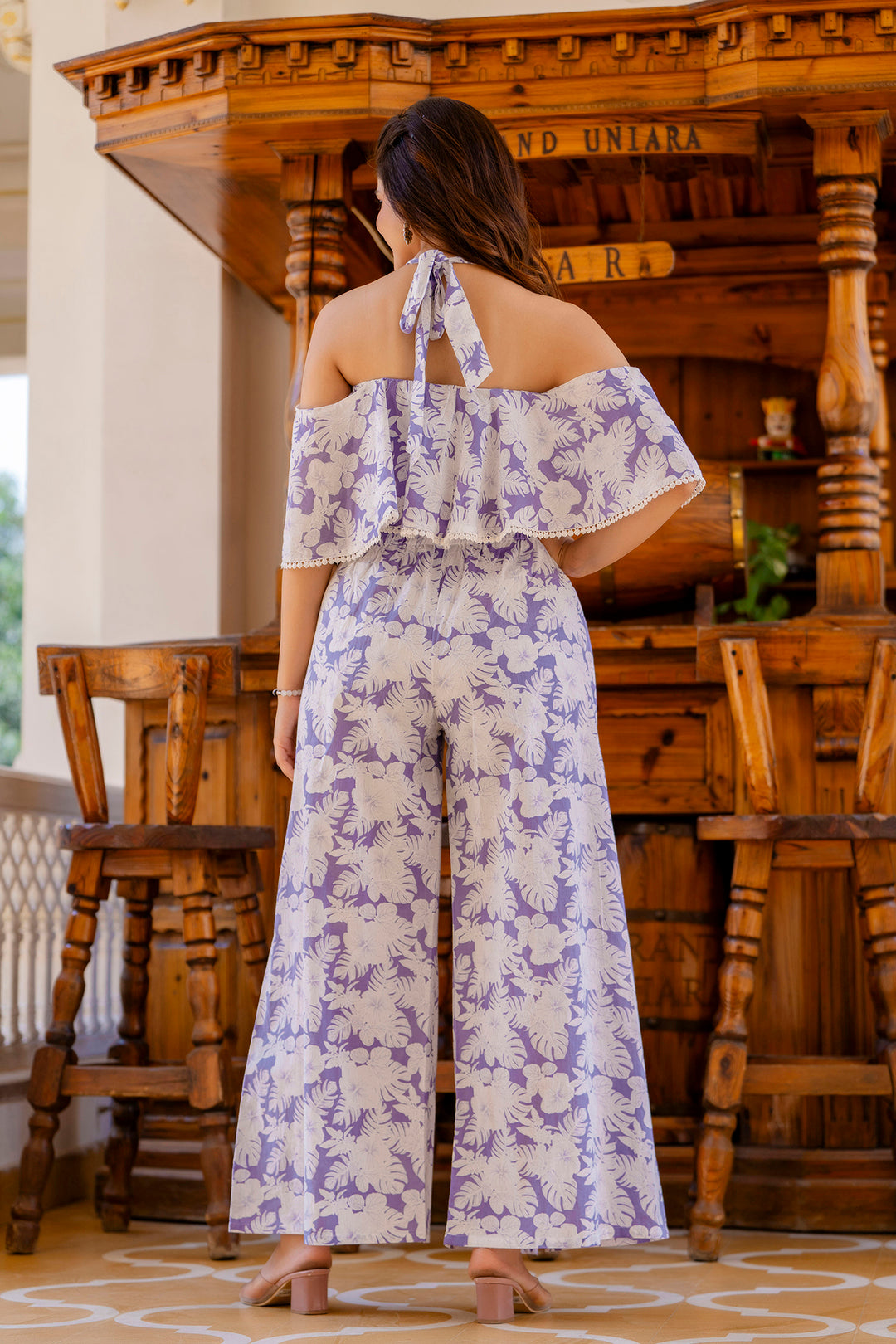 Women's Purple Abstract Printed Co-Ord set - Taantav