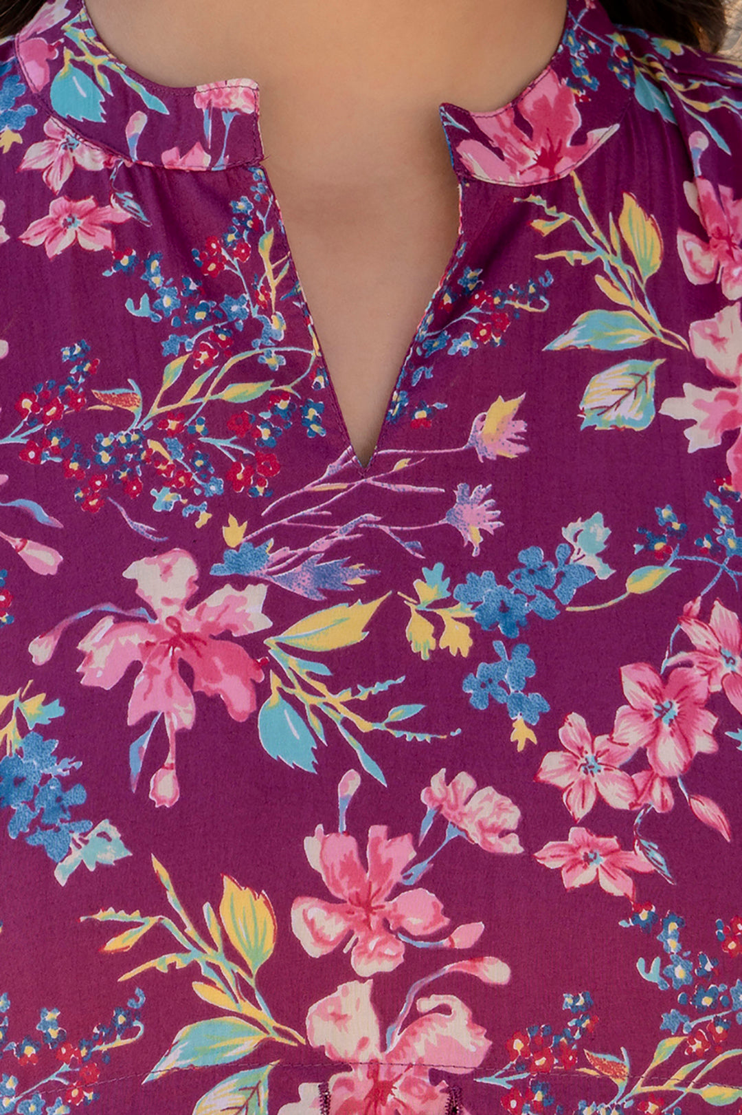 Women's Burgundy Printed Flared Dress