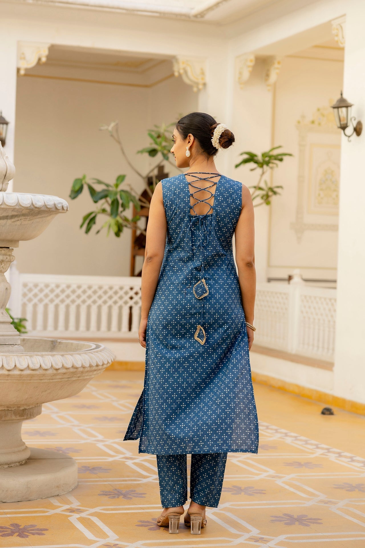 Women's Blue Printed Straight Kurta With Trouser And Dupatta - Taantav