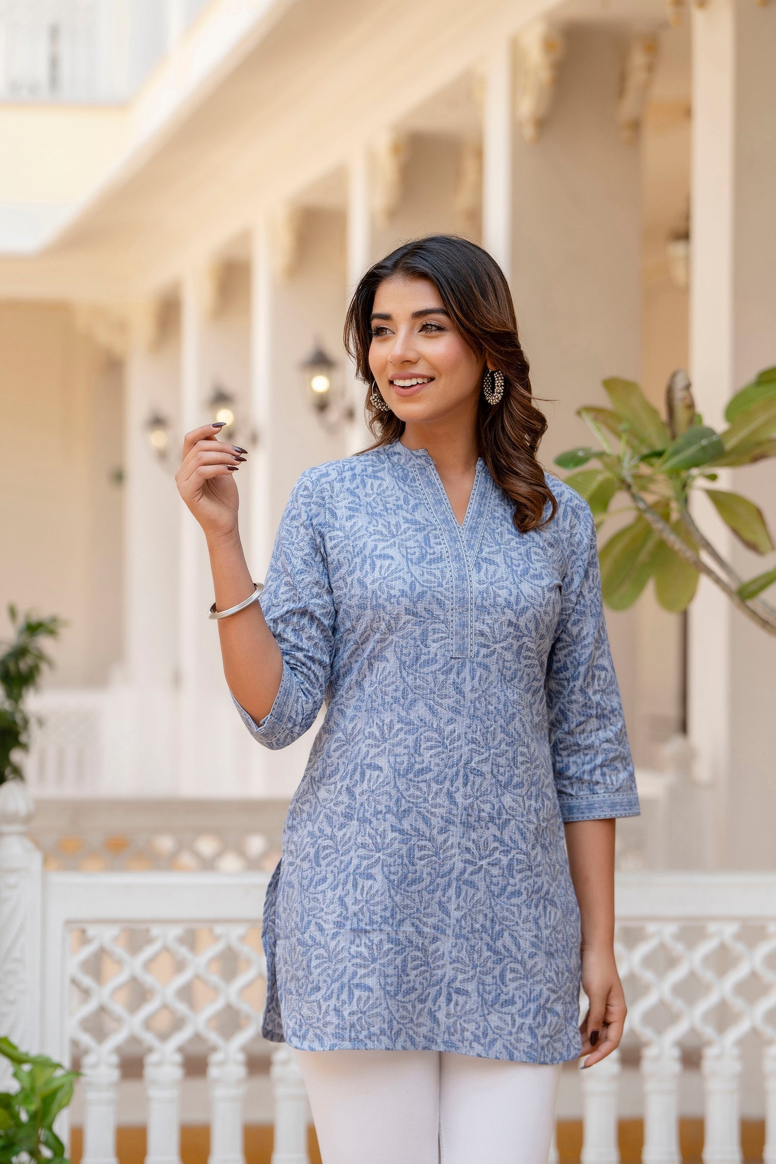 Women's Blue Straight Tunic