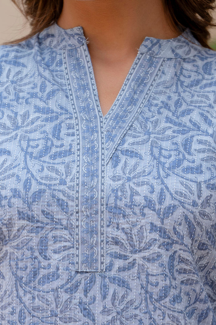 Women's Blue Straight Tunic