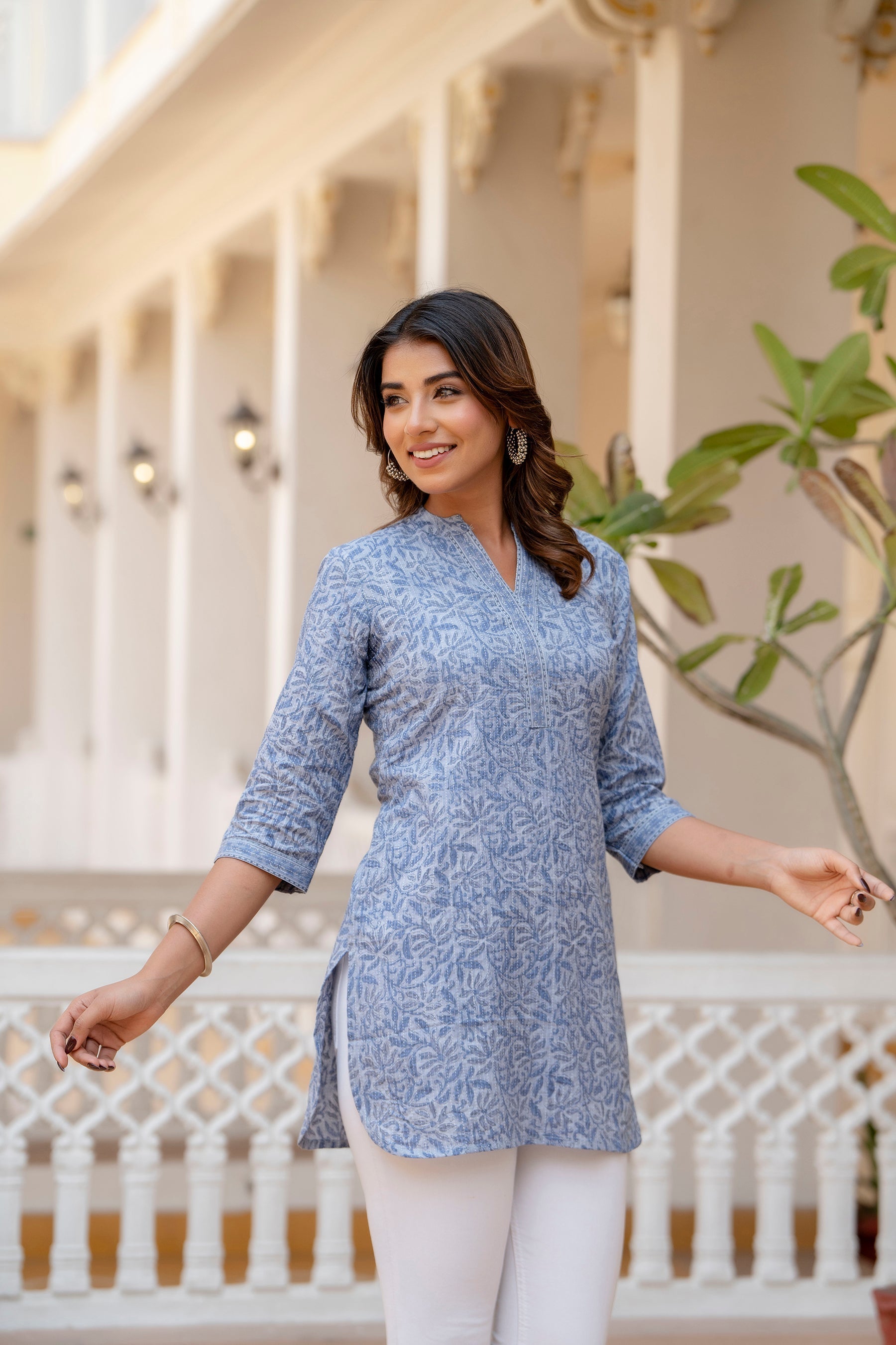 Women's Blue Straight Tunic