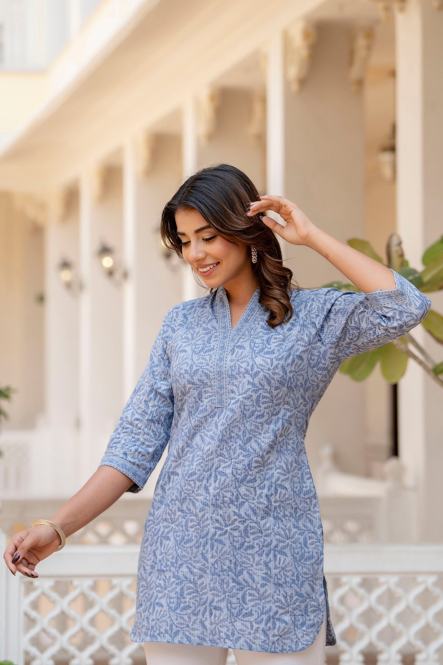 Women's Blue Straight Tunic